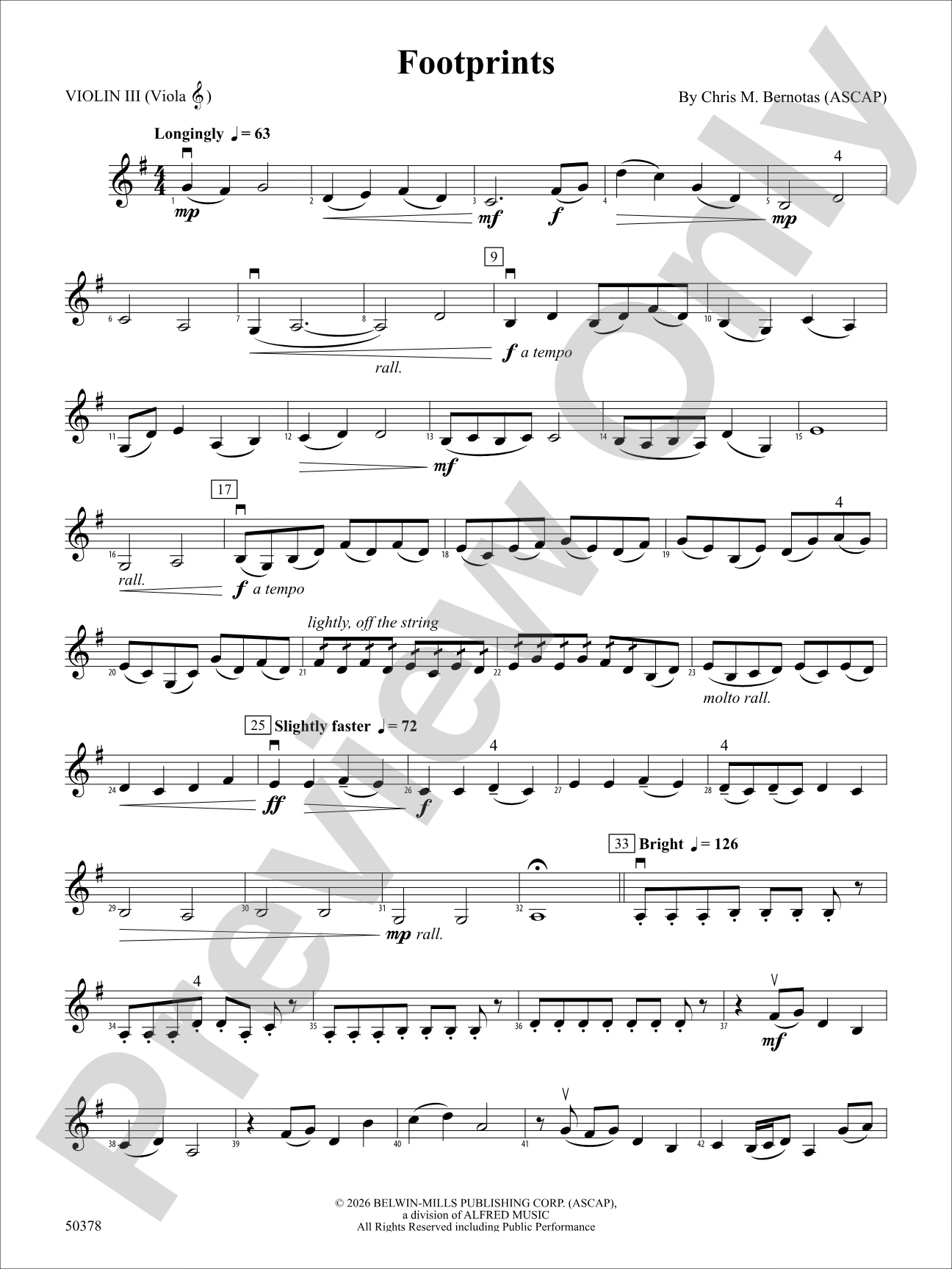 Footprints: 3rd Violin (Viola [TC])