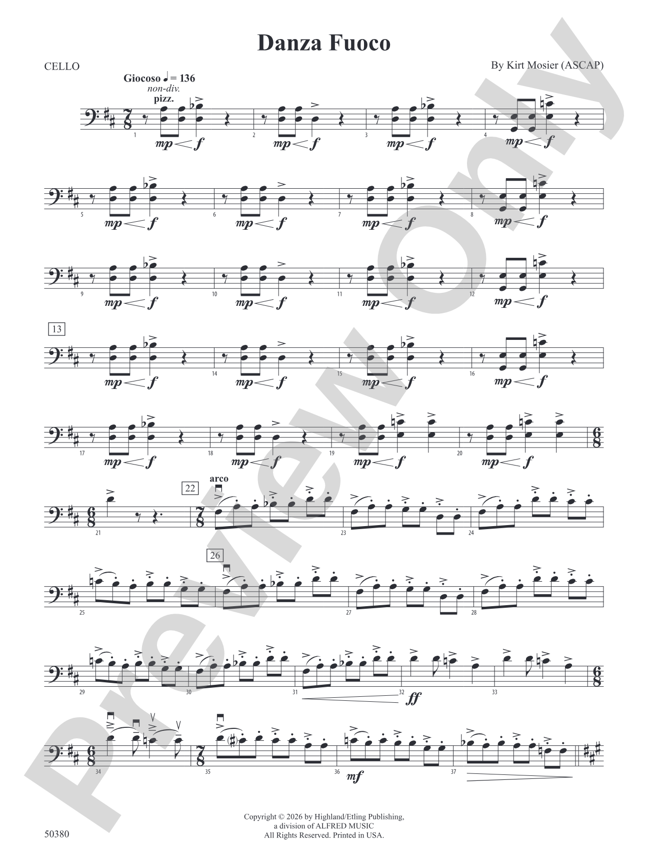 Danza Fuoco: Cello