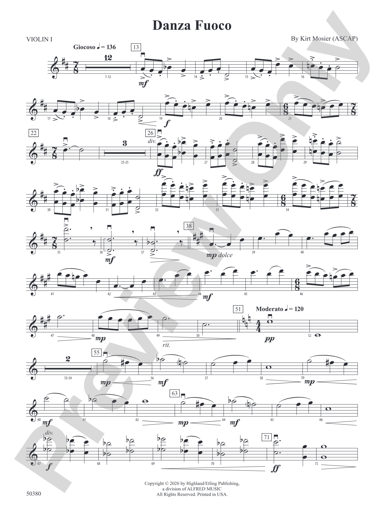 Danza Fuoco: 1st Violin
