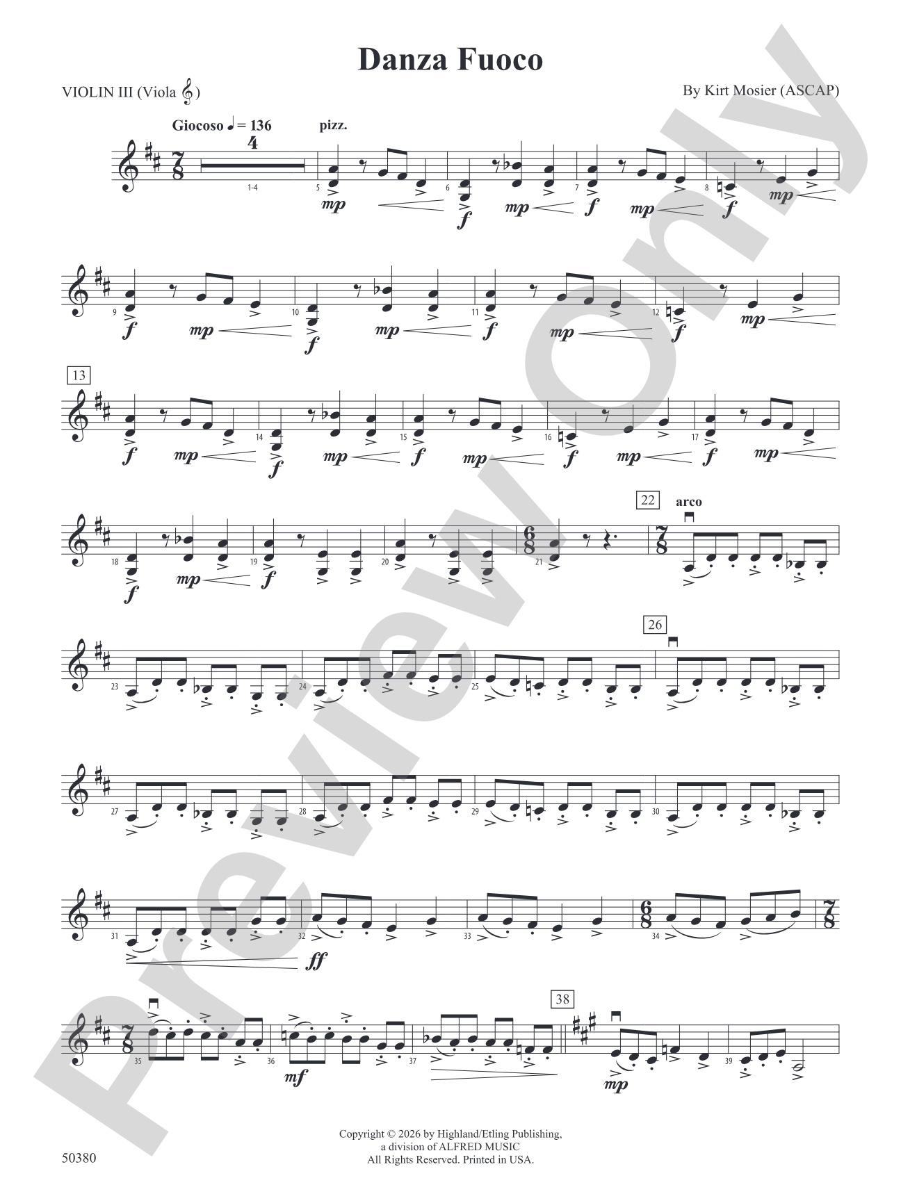 Danza Fuoco: 3rd Violin (Viola [TC])