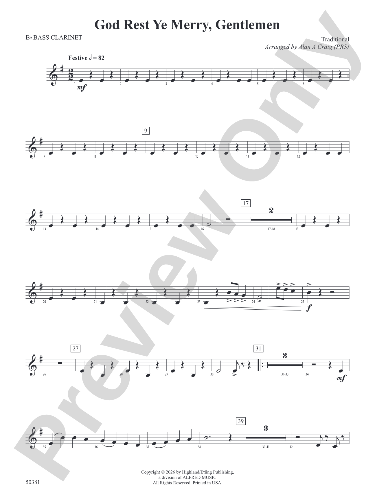 God Rest Ye Merry, Gentlemen: B-flat Bass Clarinet