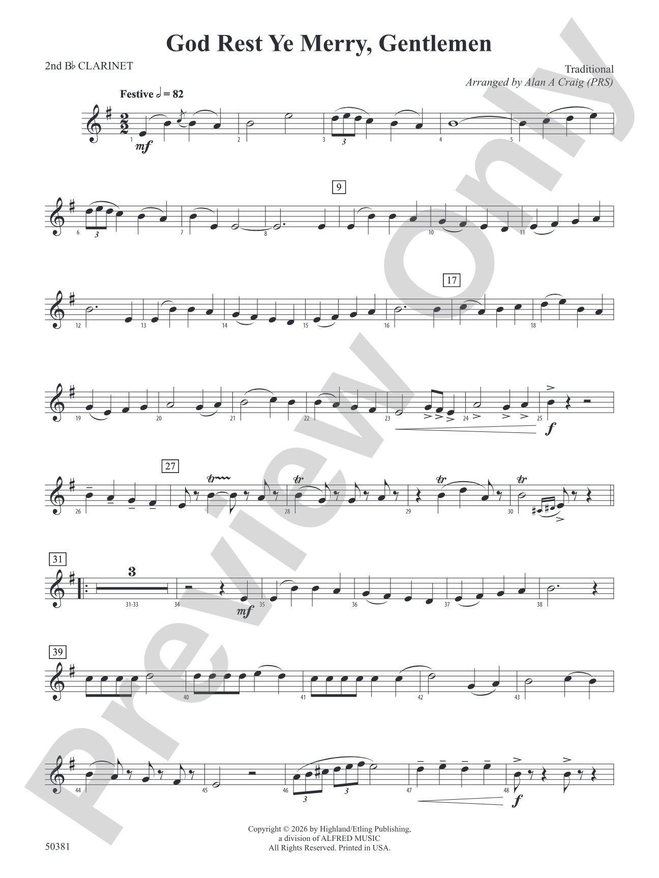 God Rest Ye Merry, Gentlemen: 2nd B-flat Clarinet