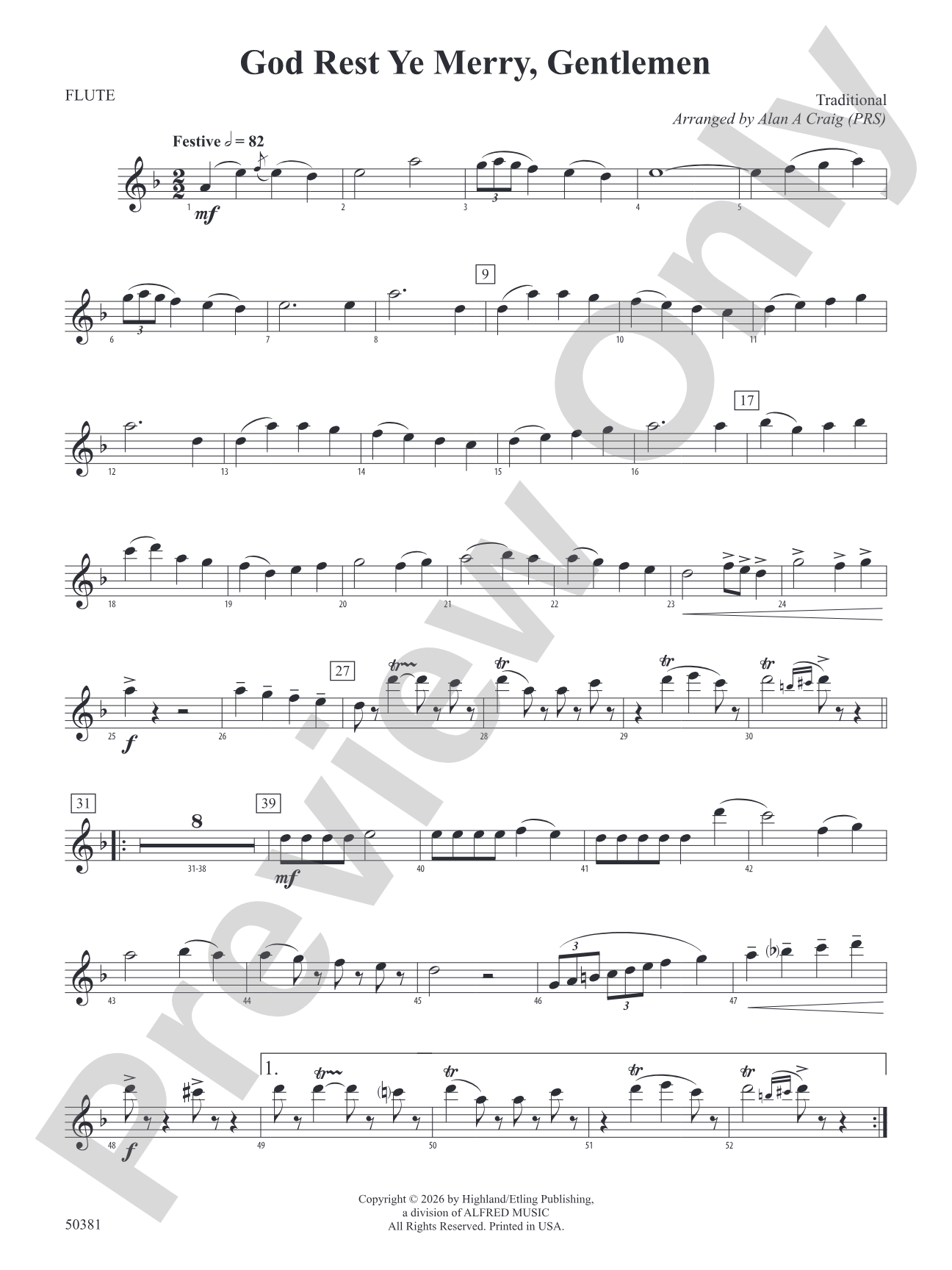 God Rest Ye Merry, Gentlemen: Flute