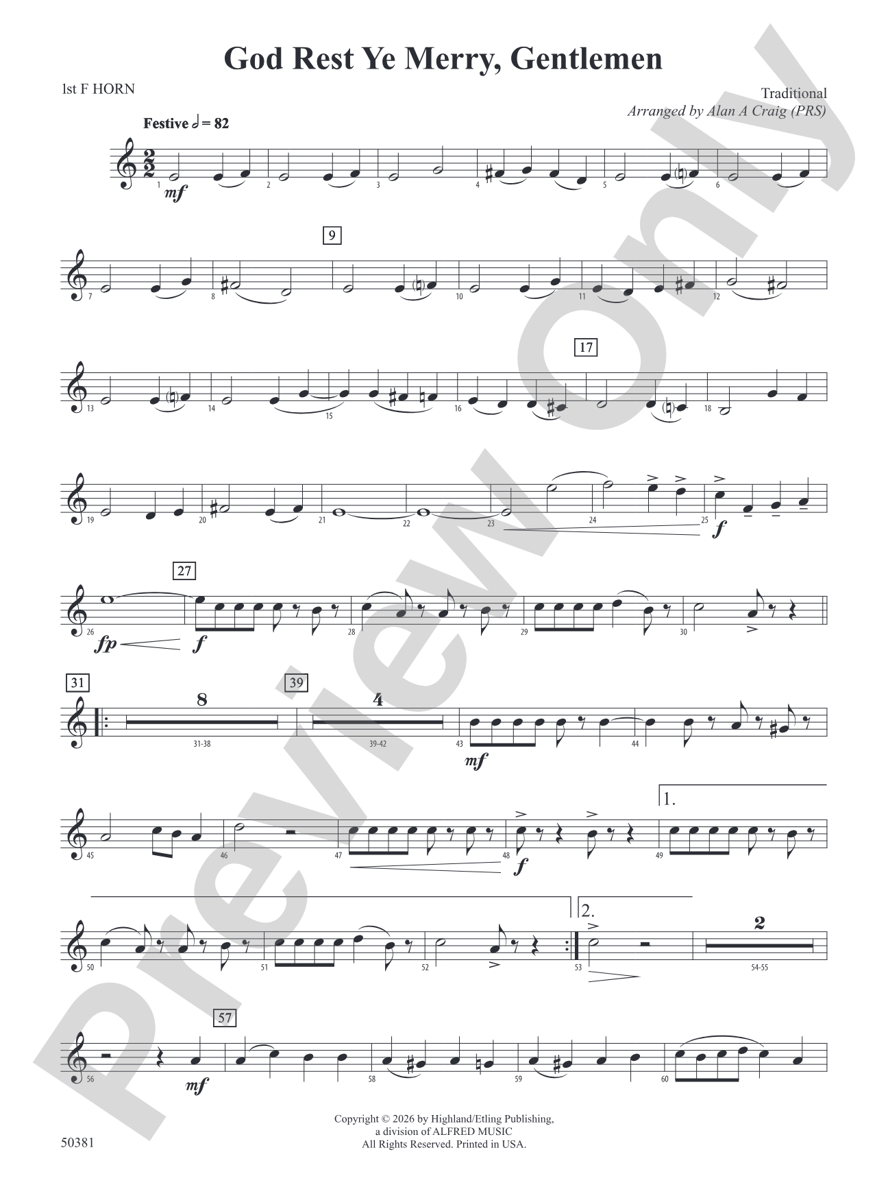God Rest Ye Merry, Gentlemen: 1st F Horn