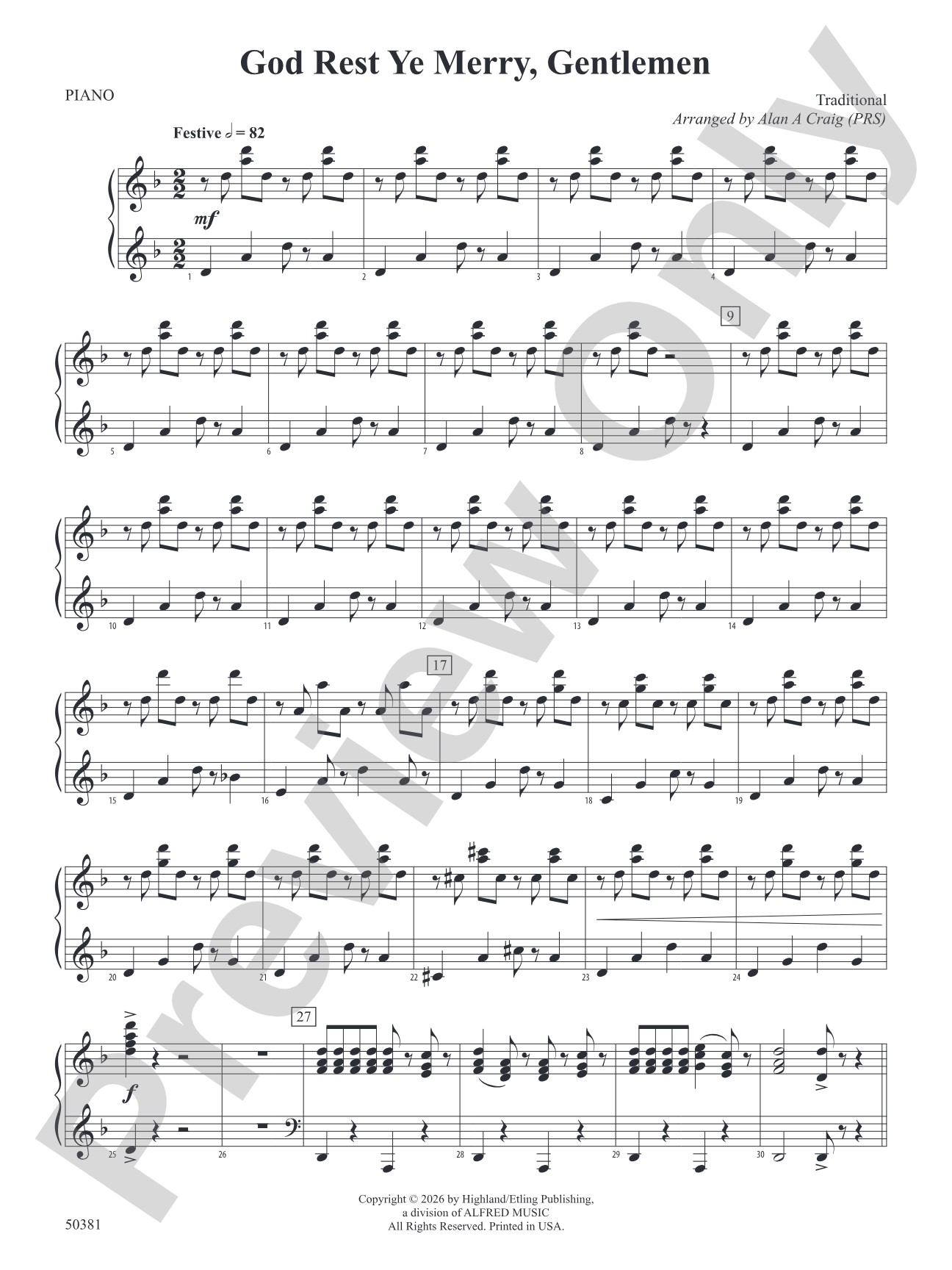 God Rest Ye Merry, Gentlemen: Piano Accompaniment