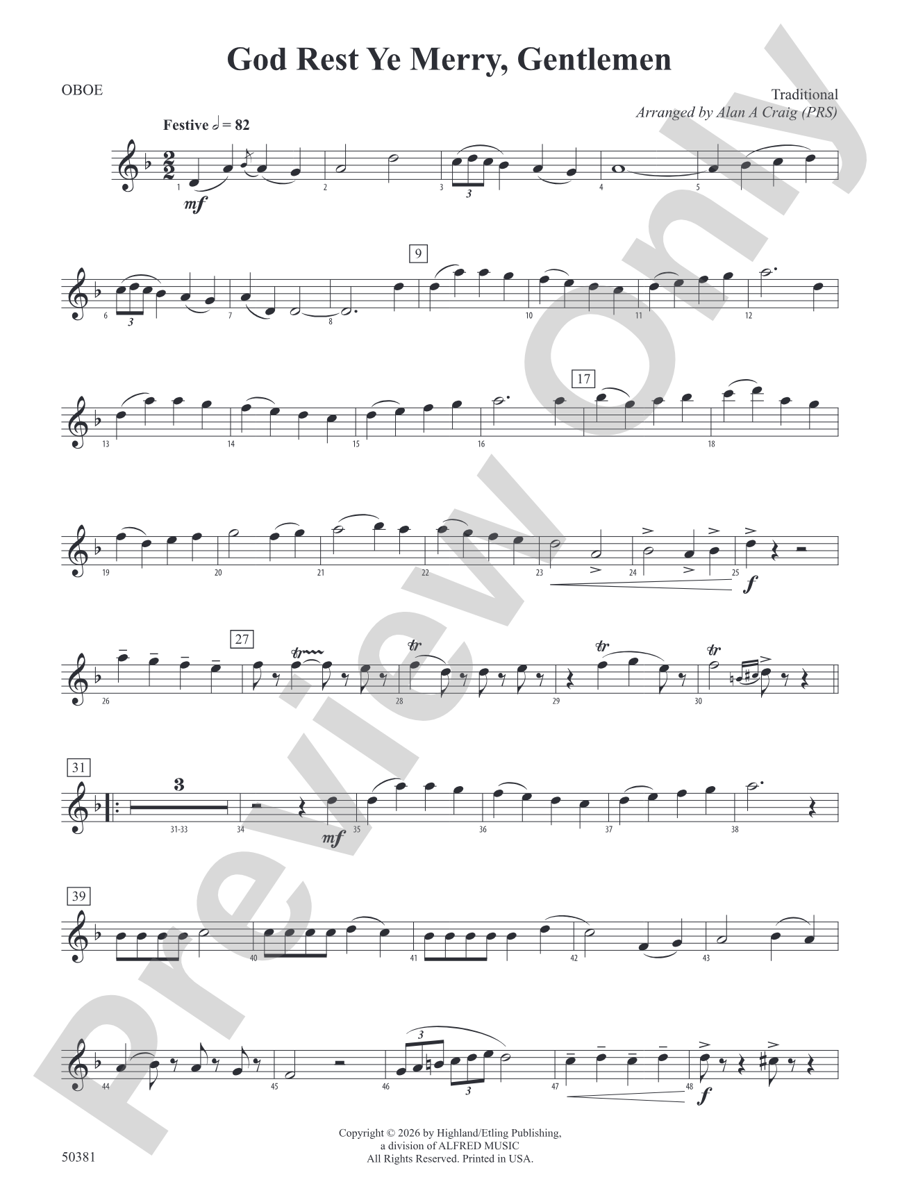 God Rest Ye Merry, Gentlemen: Oboe