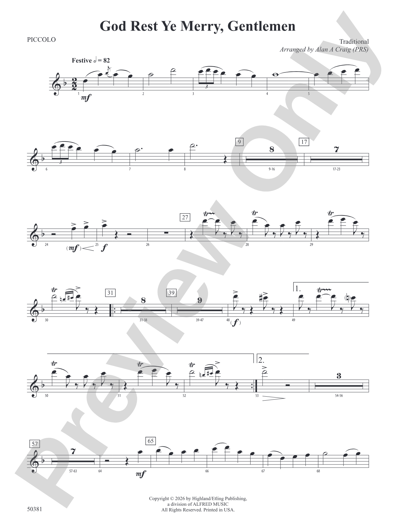 God Rest Ye Merry, Gentlemen: Piccolo