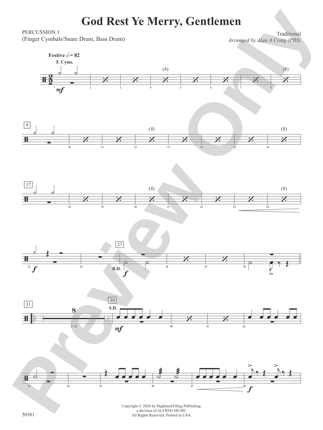 God Rest Ye Merry, Gentlemen: 1st Percussion