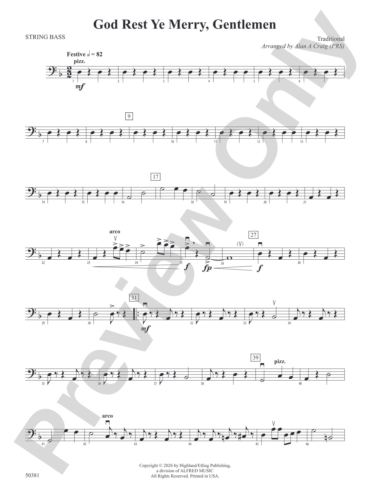 God Rest Ye Merry, Gentlemen: String Bass