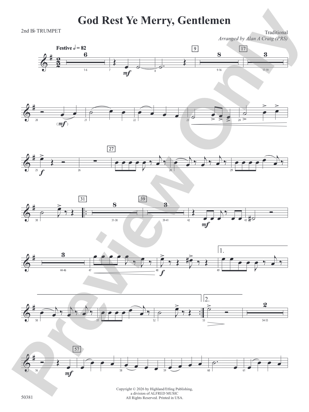 God Rest Ye Merry, Gentlemen: 2nd B-flat Trumpet