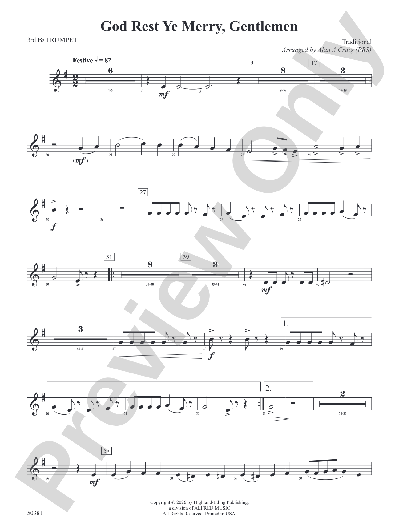 God Rest Ye Merry, Gentlemen: 3rd B-flat Trumpet