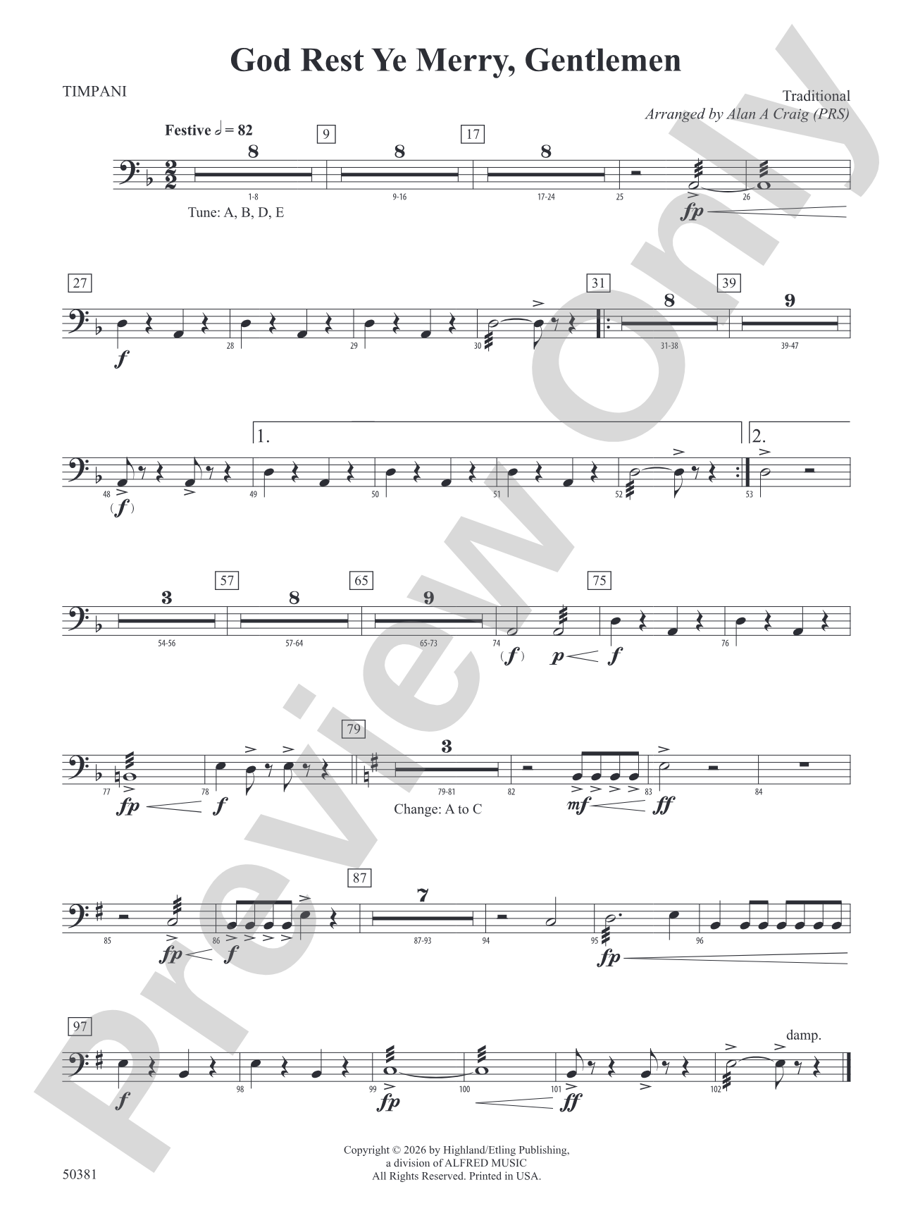 God Rest Ye Merry, Gentlemen: Timpani