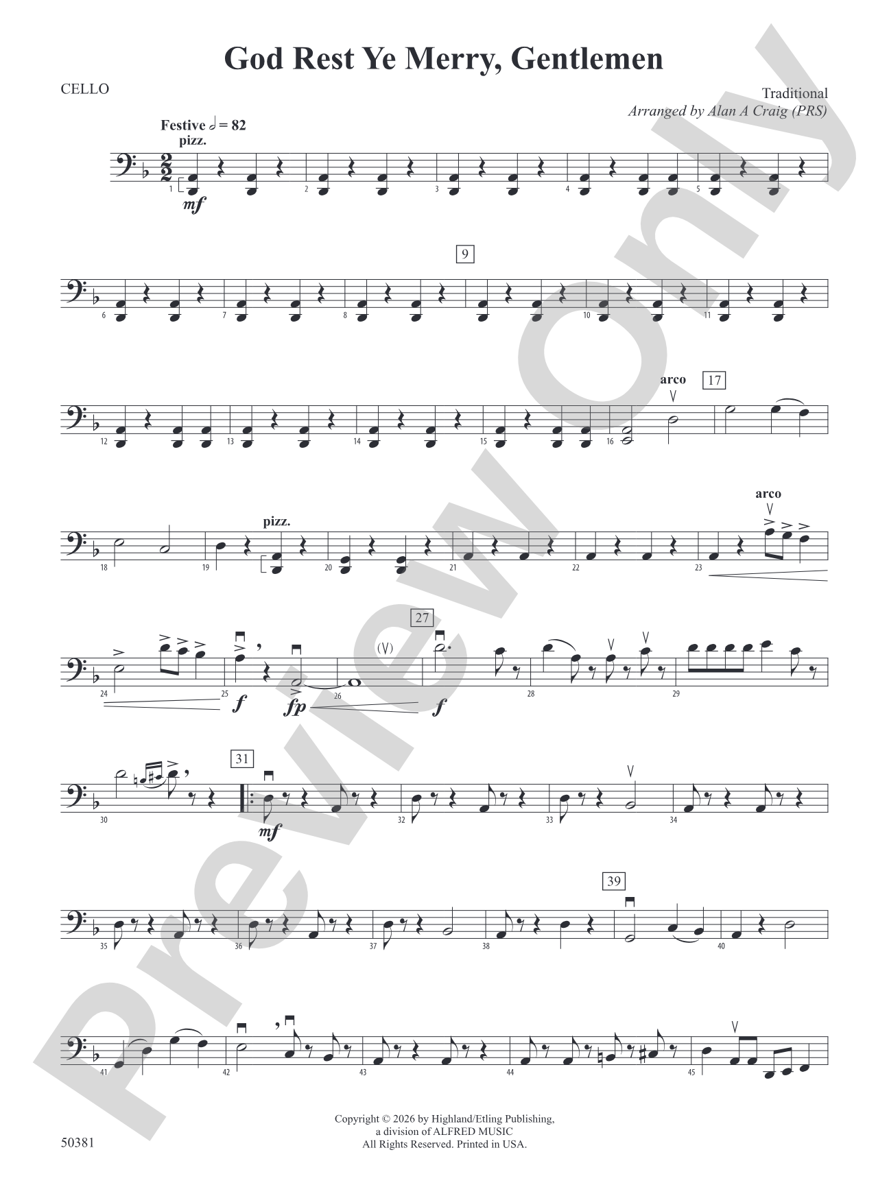 God Rest Ye Merry, Gentlemen: Cello