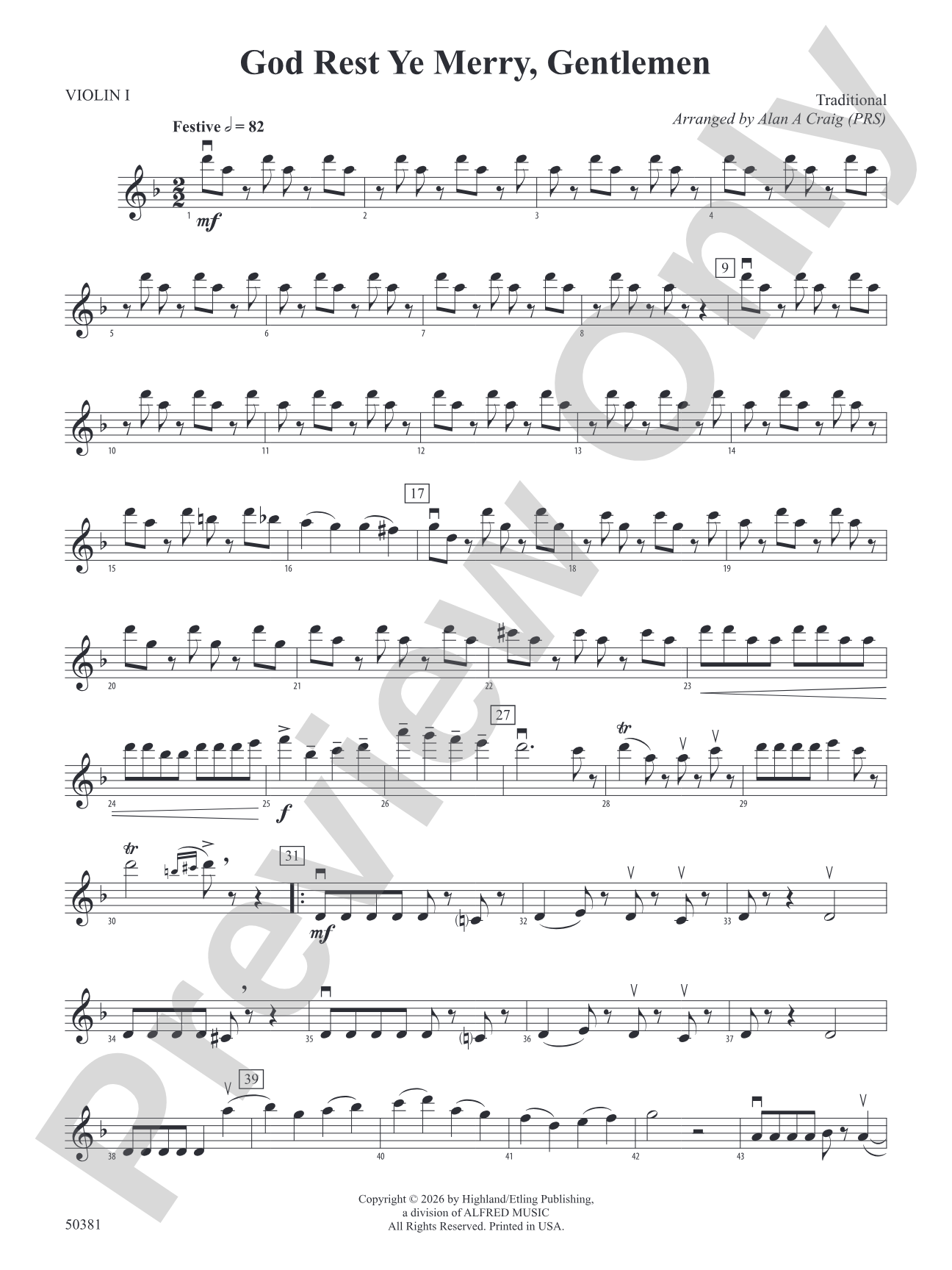 God Rest Ye Merry, Gentlemen: 1st Violin