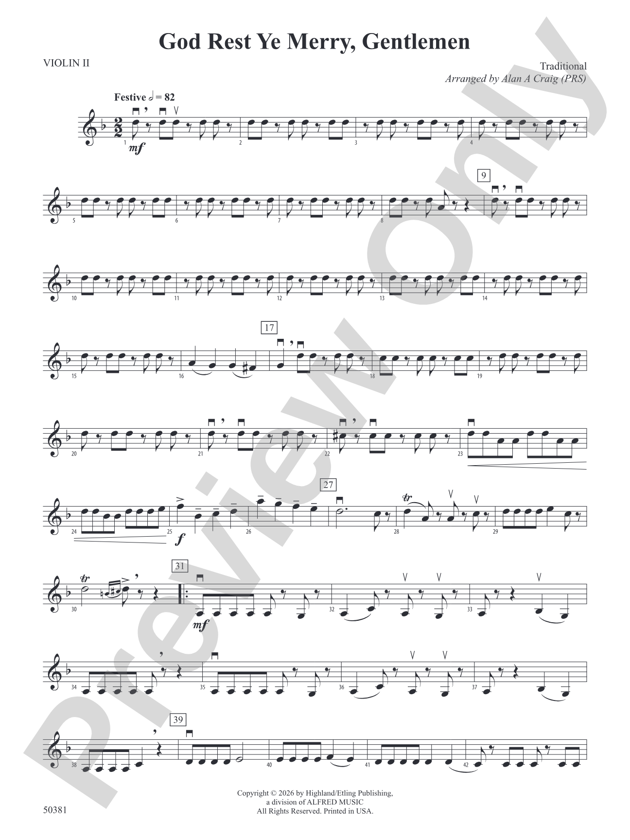 God Rest Ye Merry, Gentlemen: 2nd Violin