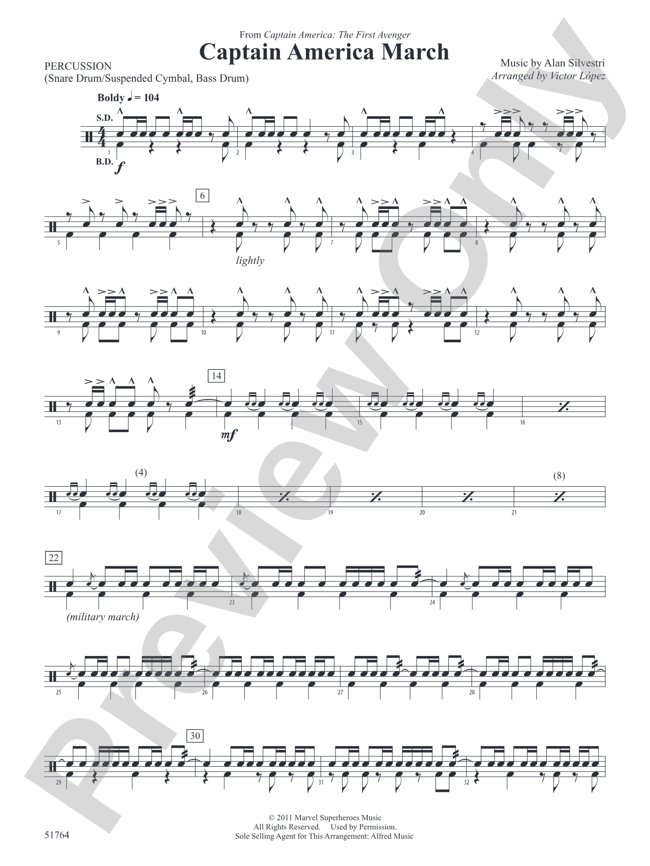 Captain America March: 1st Percussion