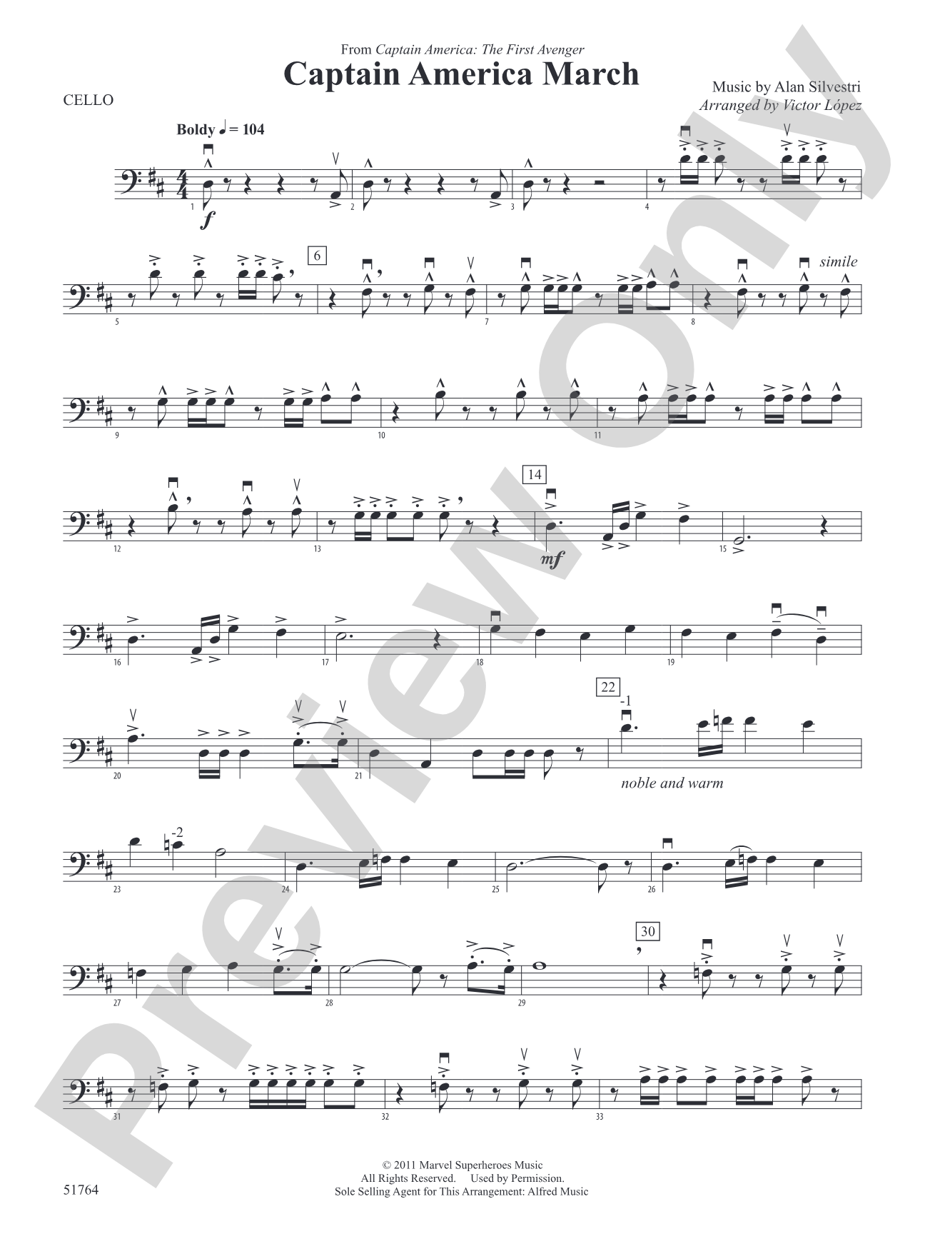 Captain America March: Cello