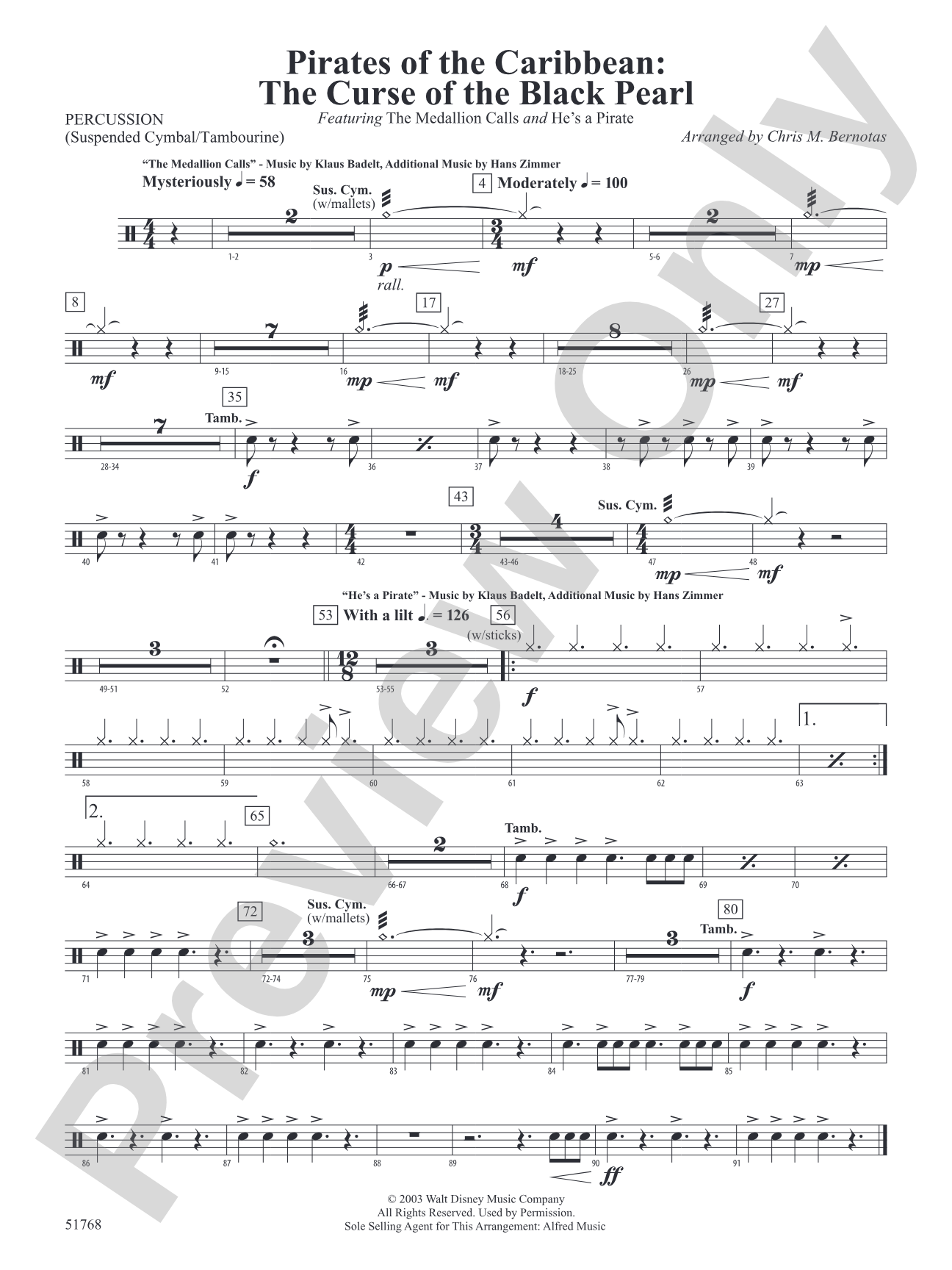 The Pirates of the Caribbean: The Curse of the Black Pearl: 1st Percussion