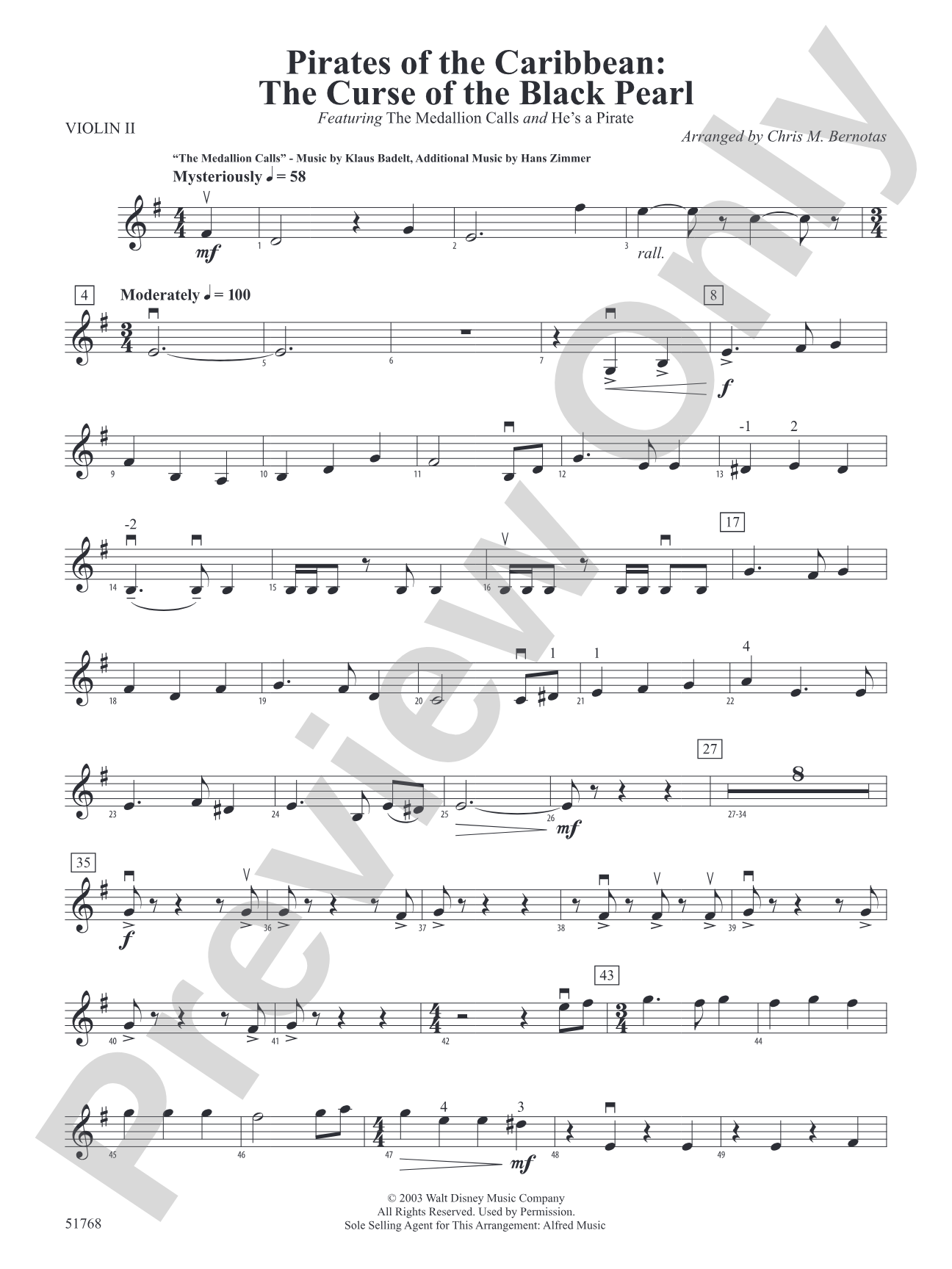 The Pirates of the Caribbean: The Curse of the Black Pearl: 2nd Violin