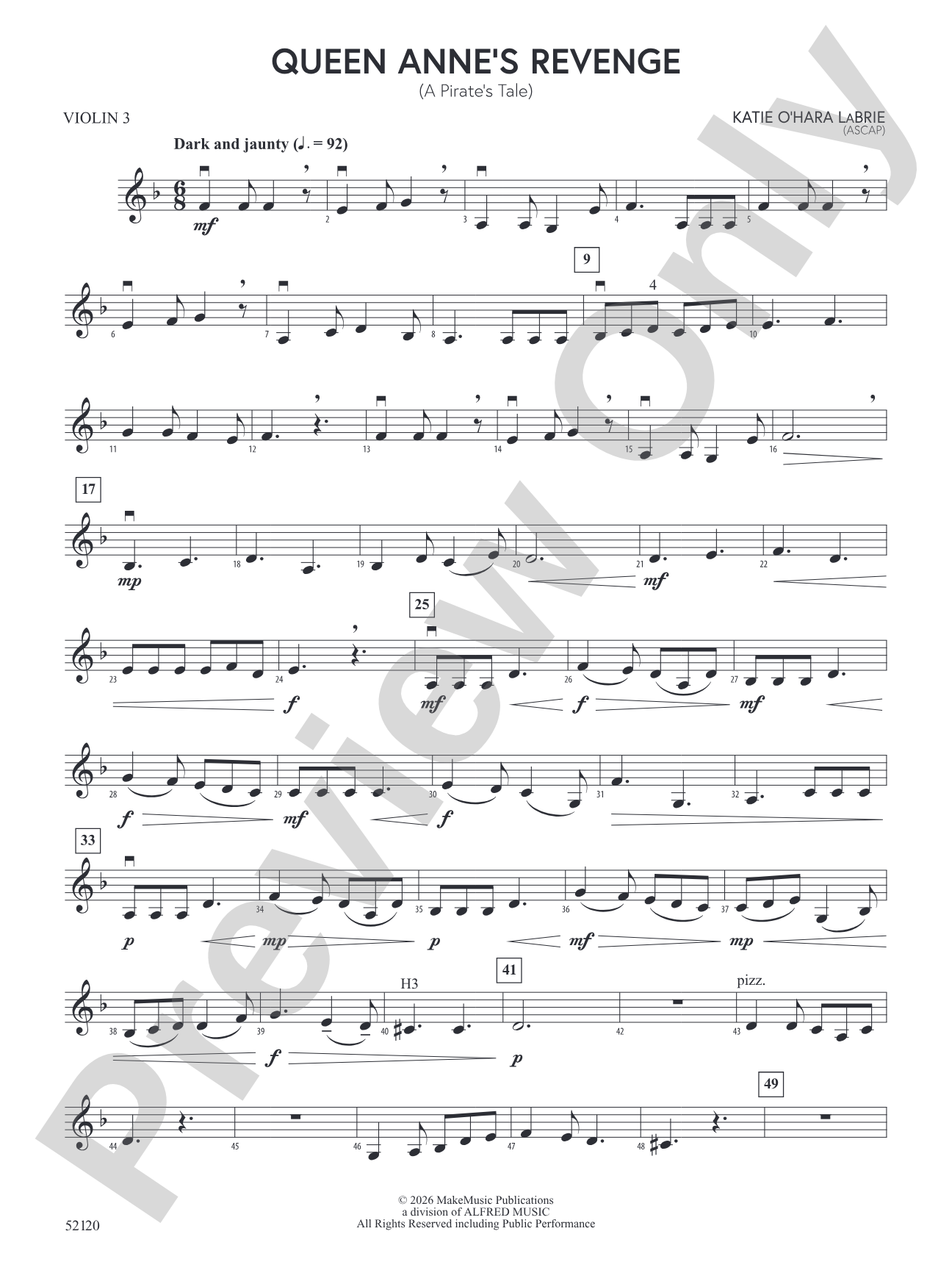 Queen Anne's Revenge: 3rd Violin (Viola [TC])
