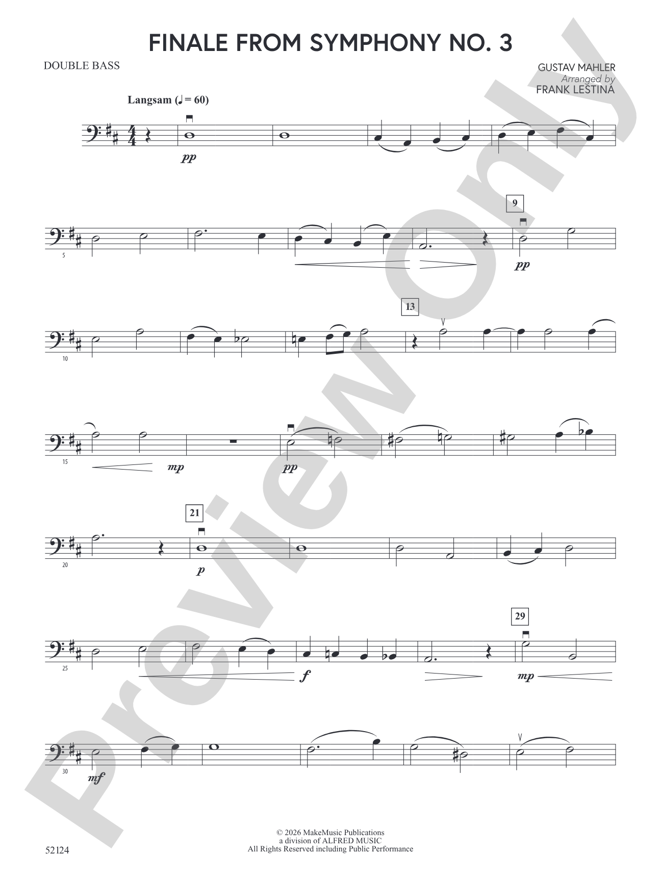 Finale From Symphony No. 3: String Bass