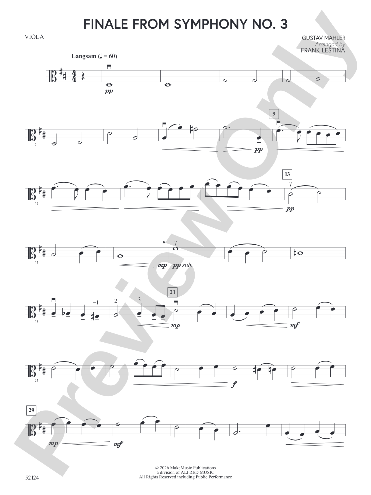 Finale From Symphony No. 3: Viola