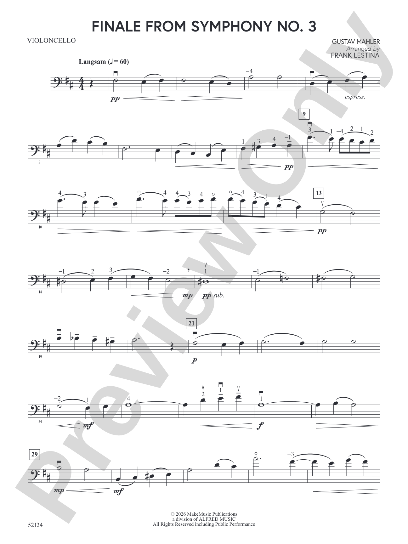 Finale From Symphony No. 3: Cello