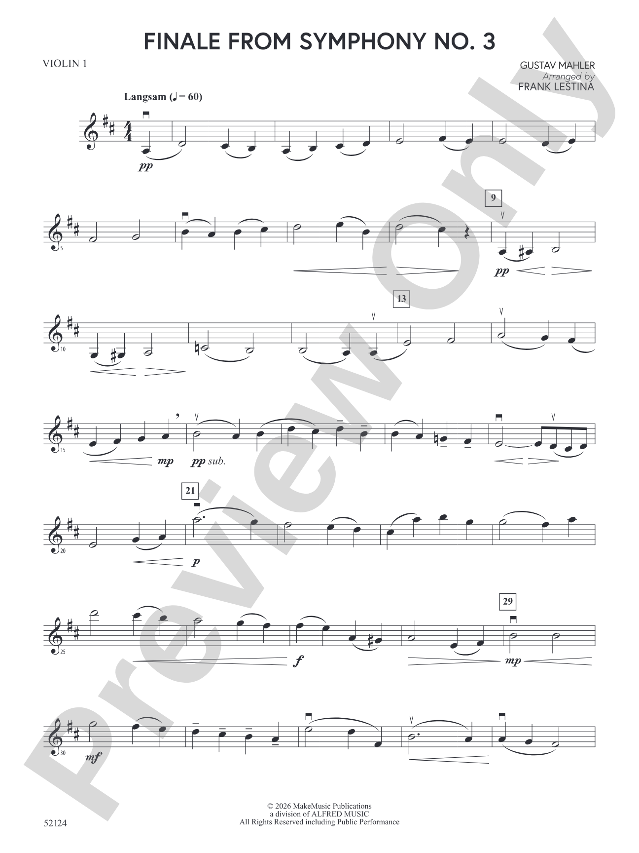 Finale From Symphony No. 3: 1st Violin