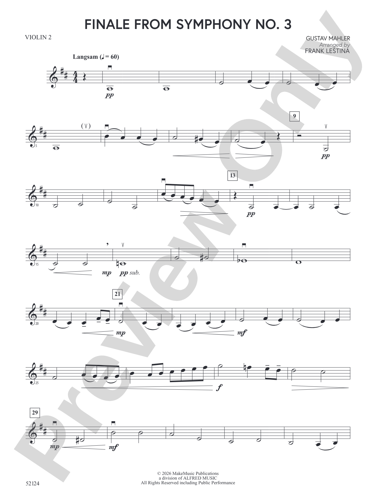 Finale From Symphony No. 3: 2nd Violin