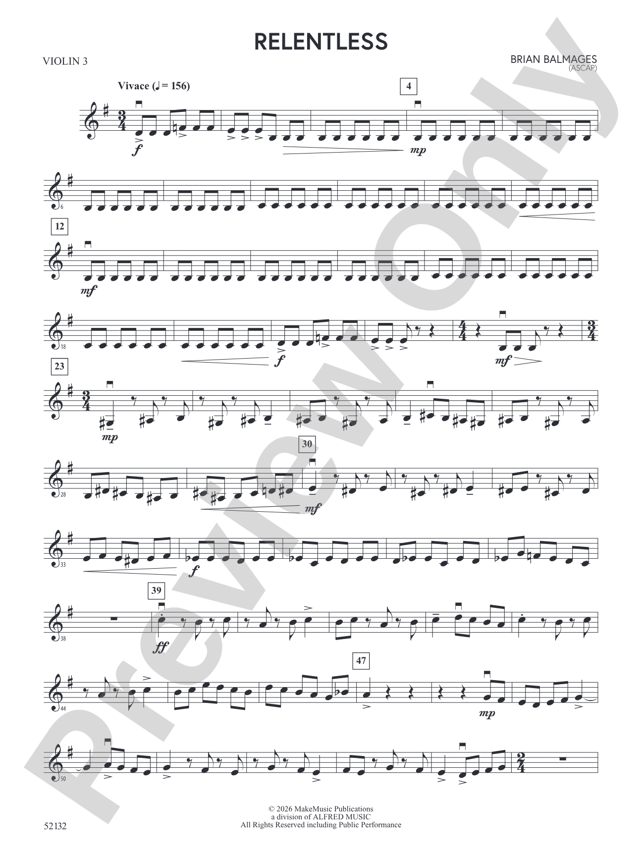 Relentless: 3rd Violin (Viola [TC])