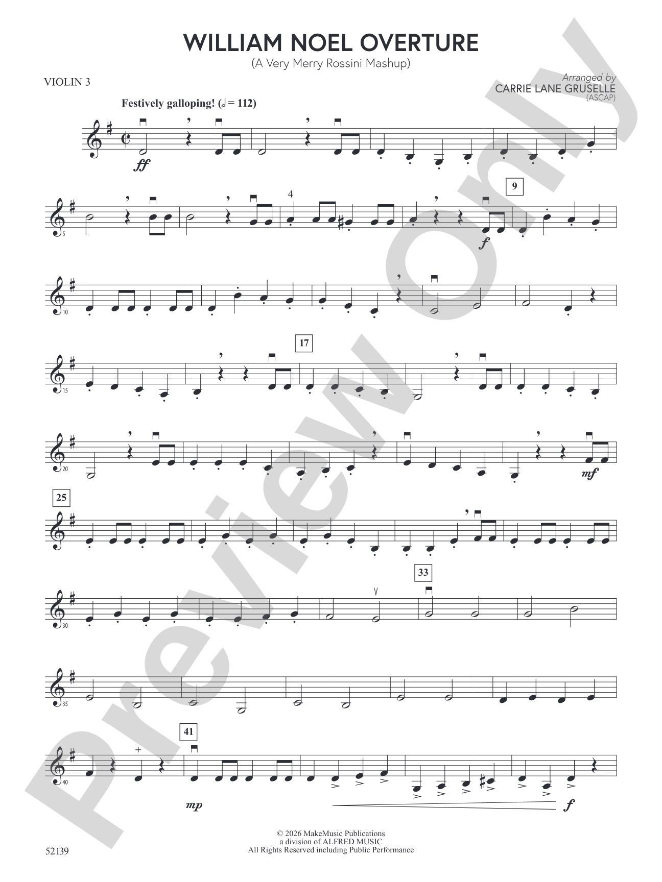 William Noel Overture: 3rd Violin (Viola [TC])