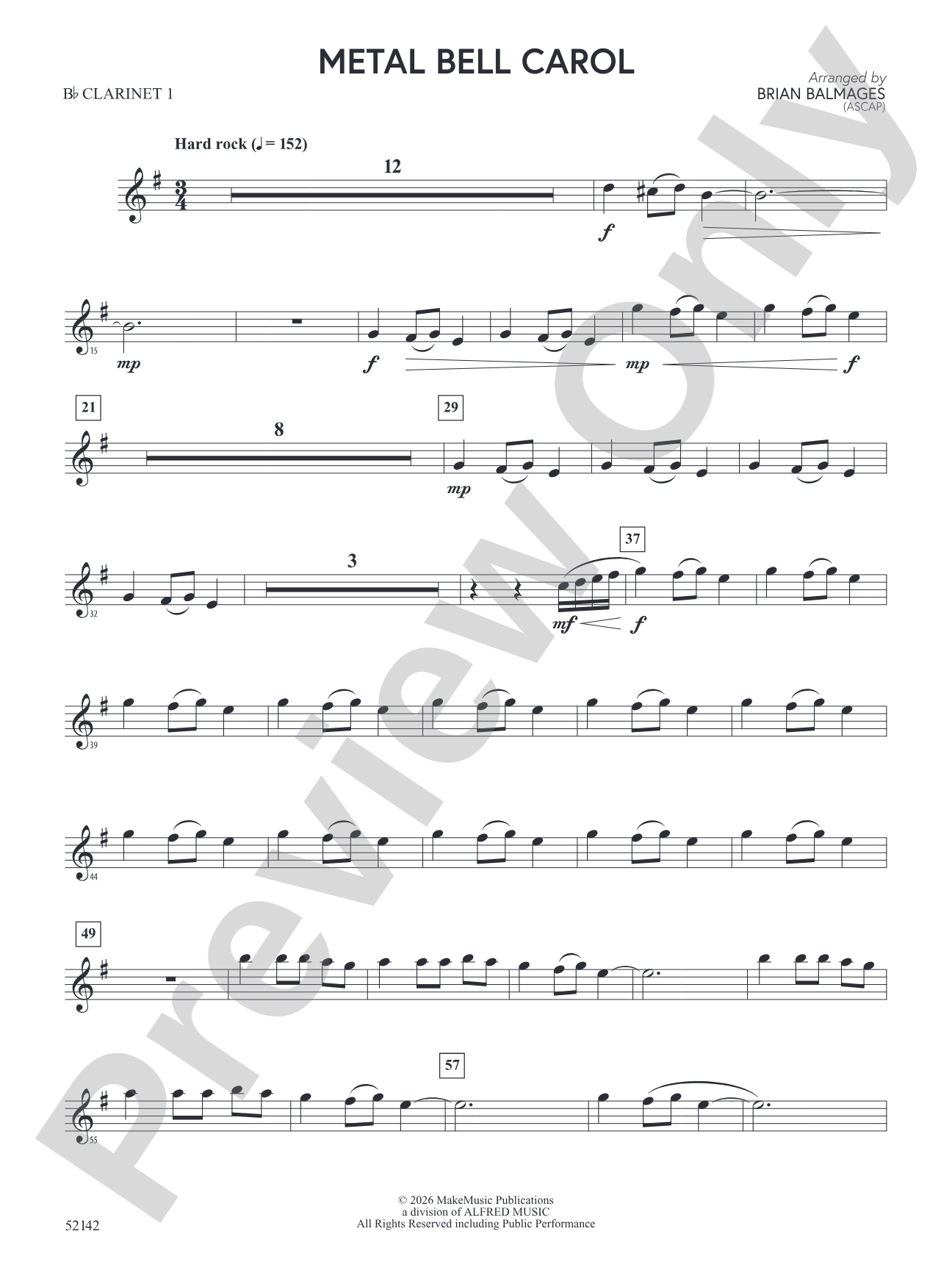 Metal Bell Carol: 1st B-flat Clarinet