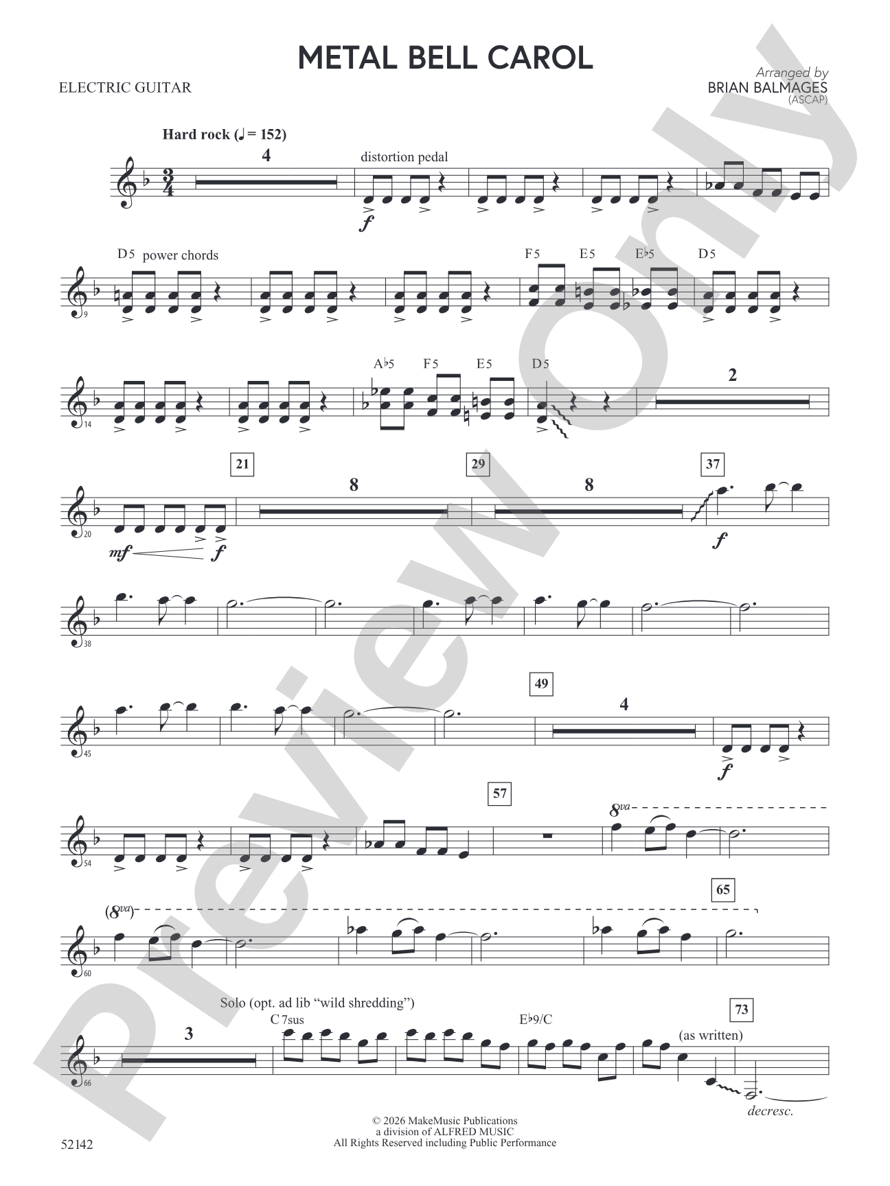 Metal Bell Carol: Electric Guitar