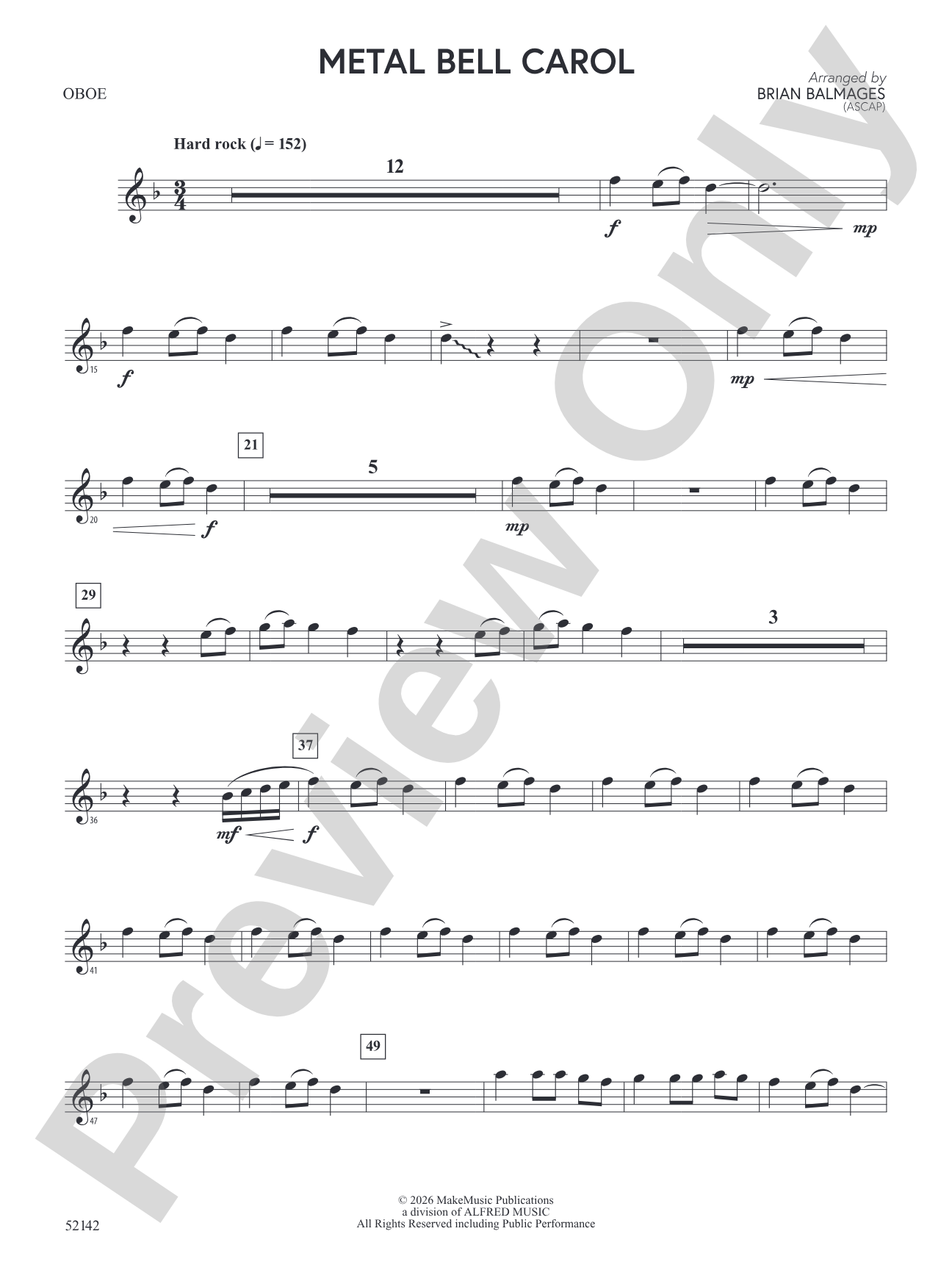 Metal Bell Carol: Oboe