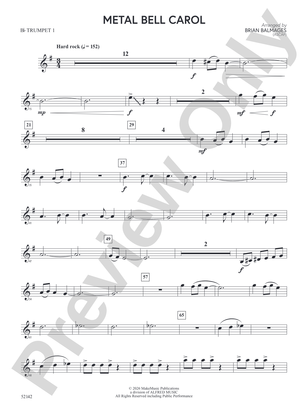 Metal Bell Carol: 1st B-flat Trumpet