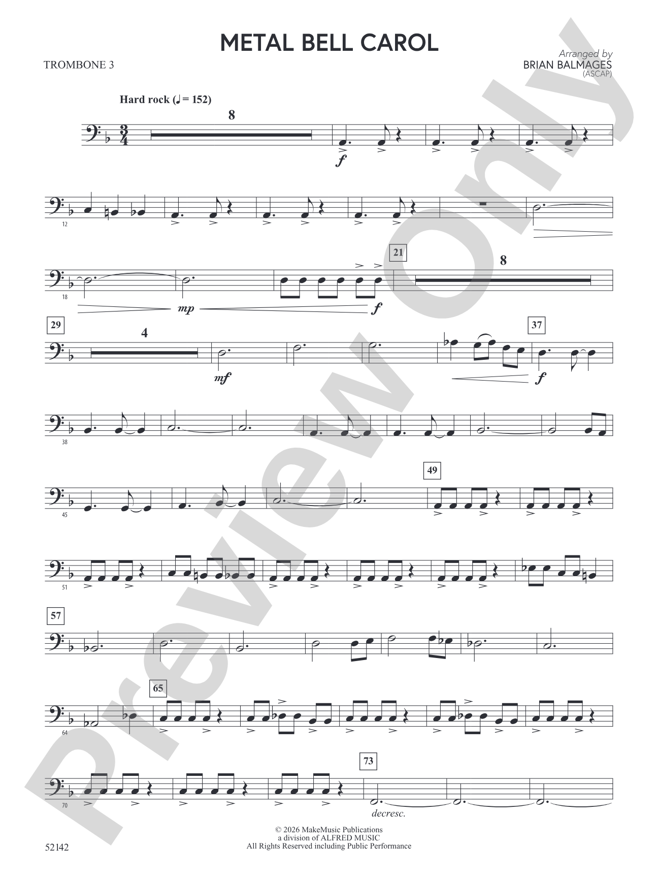 Metal Bell Carol: 3rd Trombone