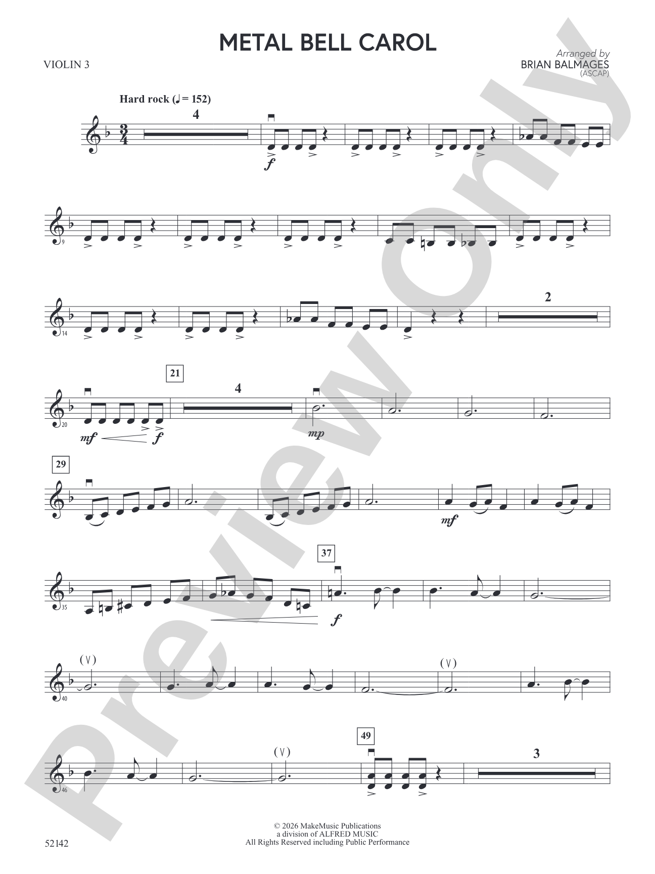 Metal Bell Carol: 3rd Violin (Viola [TC])