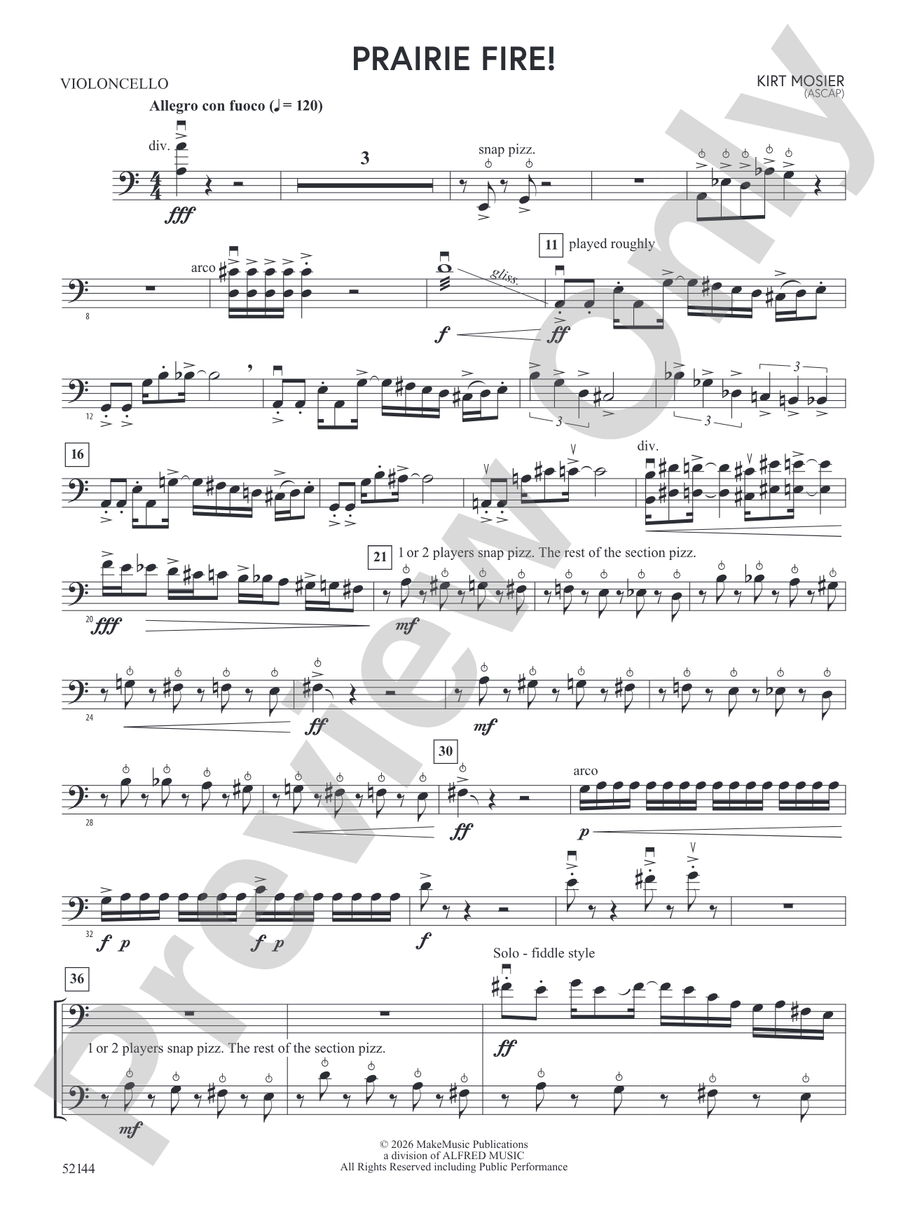Prairie Fire!: Cello