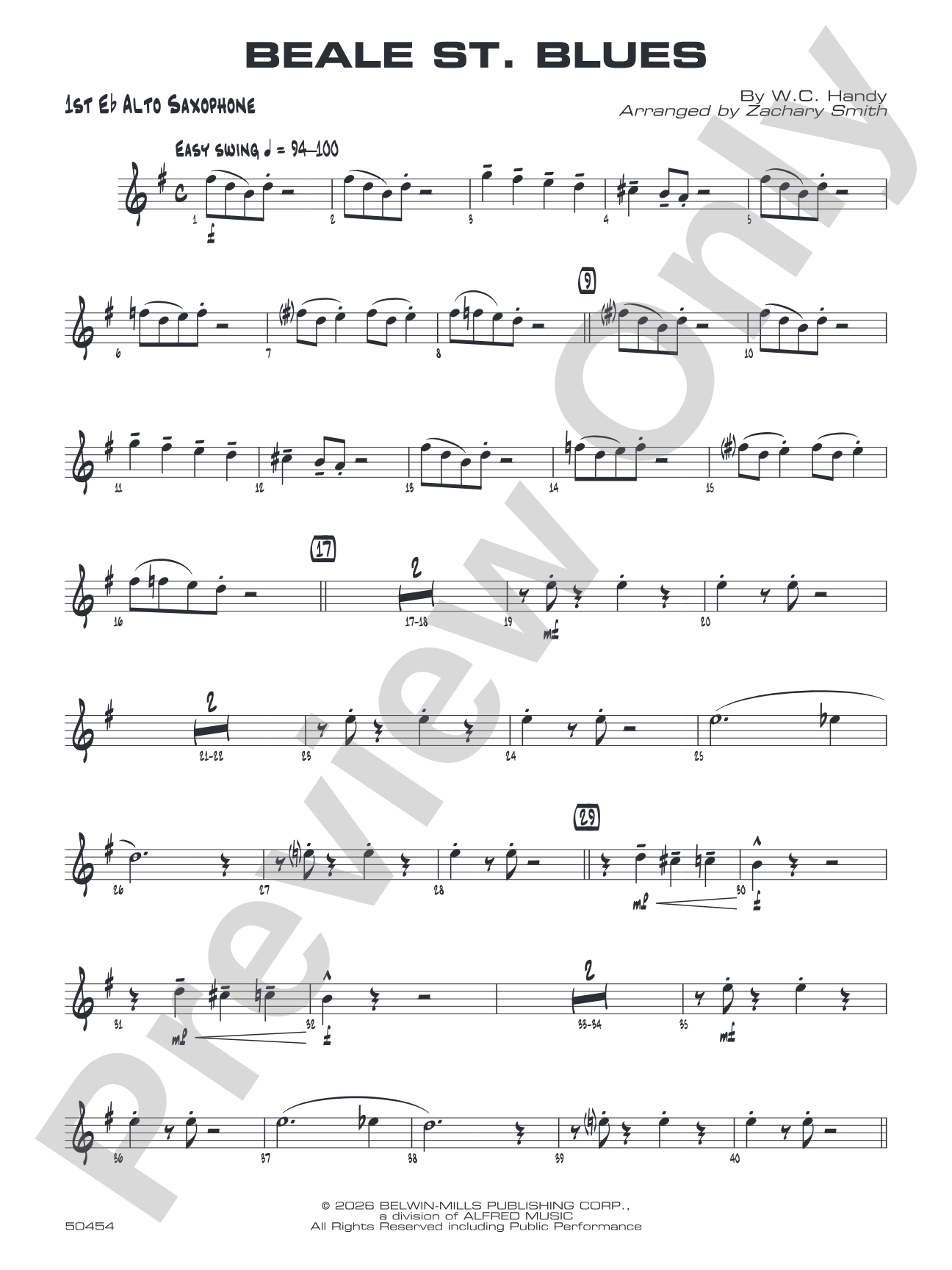 Beale St. Blues: E-flat Alto Saxophone