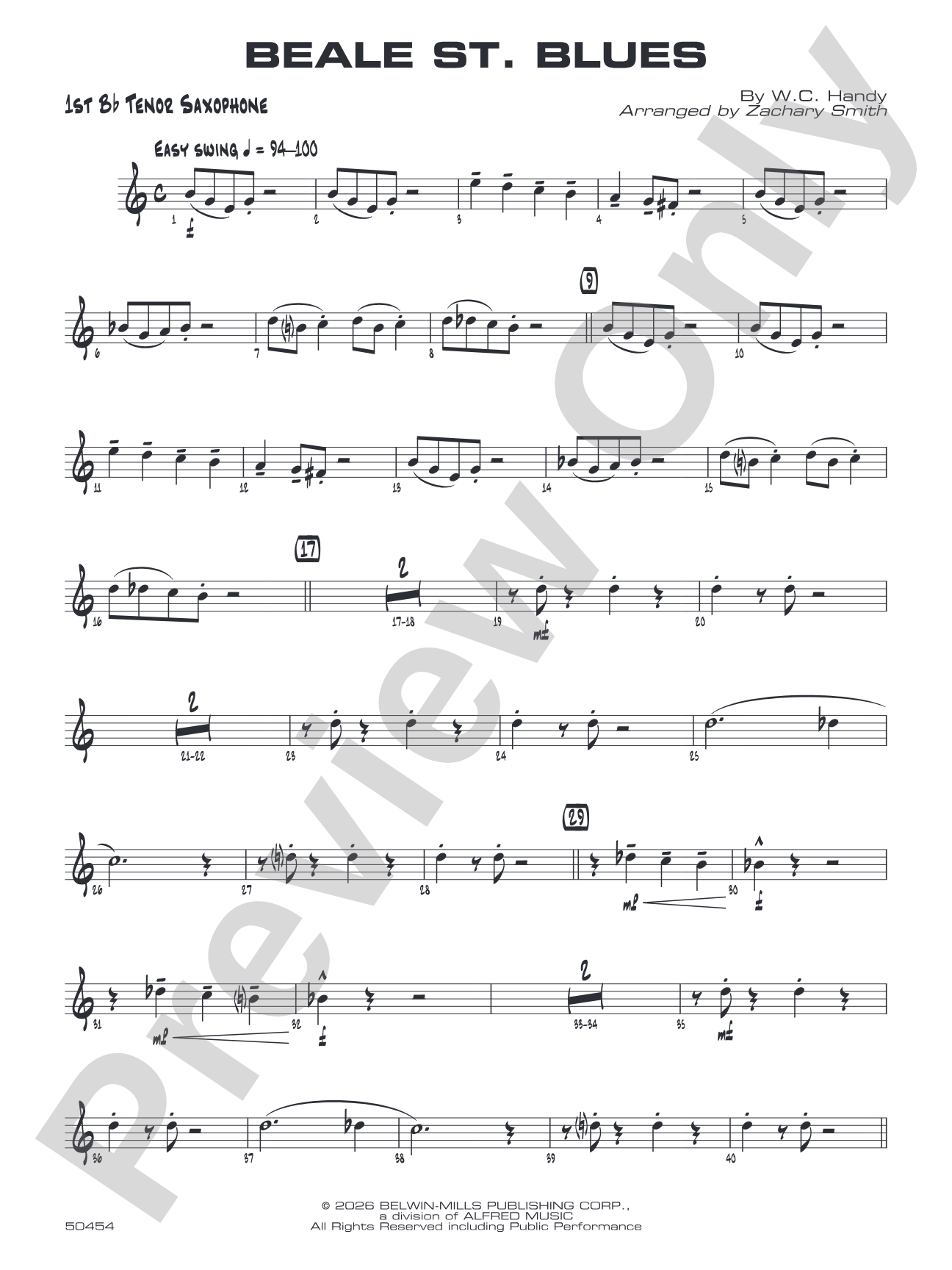 Beale St. Blues: B-flat Tenor Saxophone