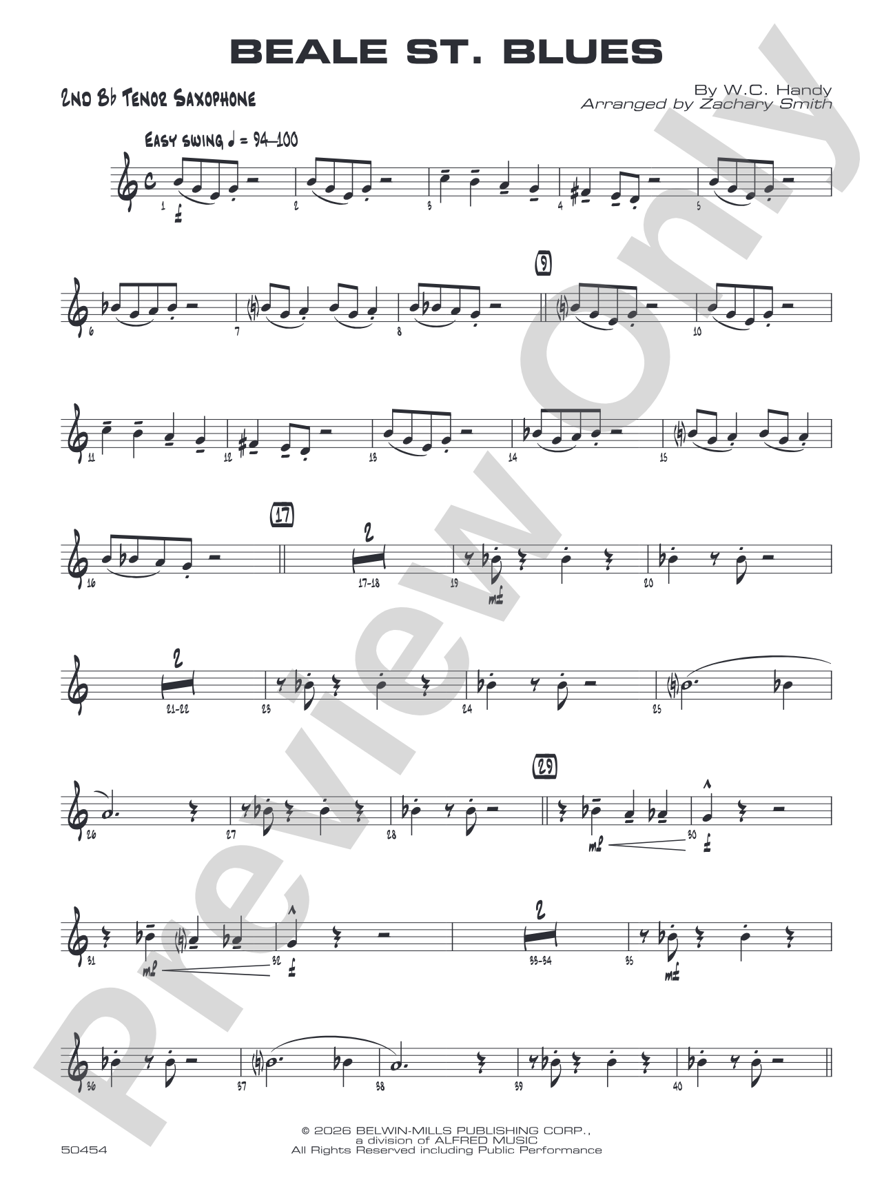 Beale St. Blues: 2nd B-flat Tenor Saxophone