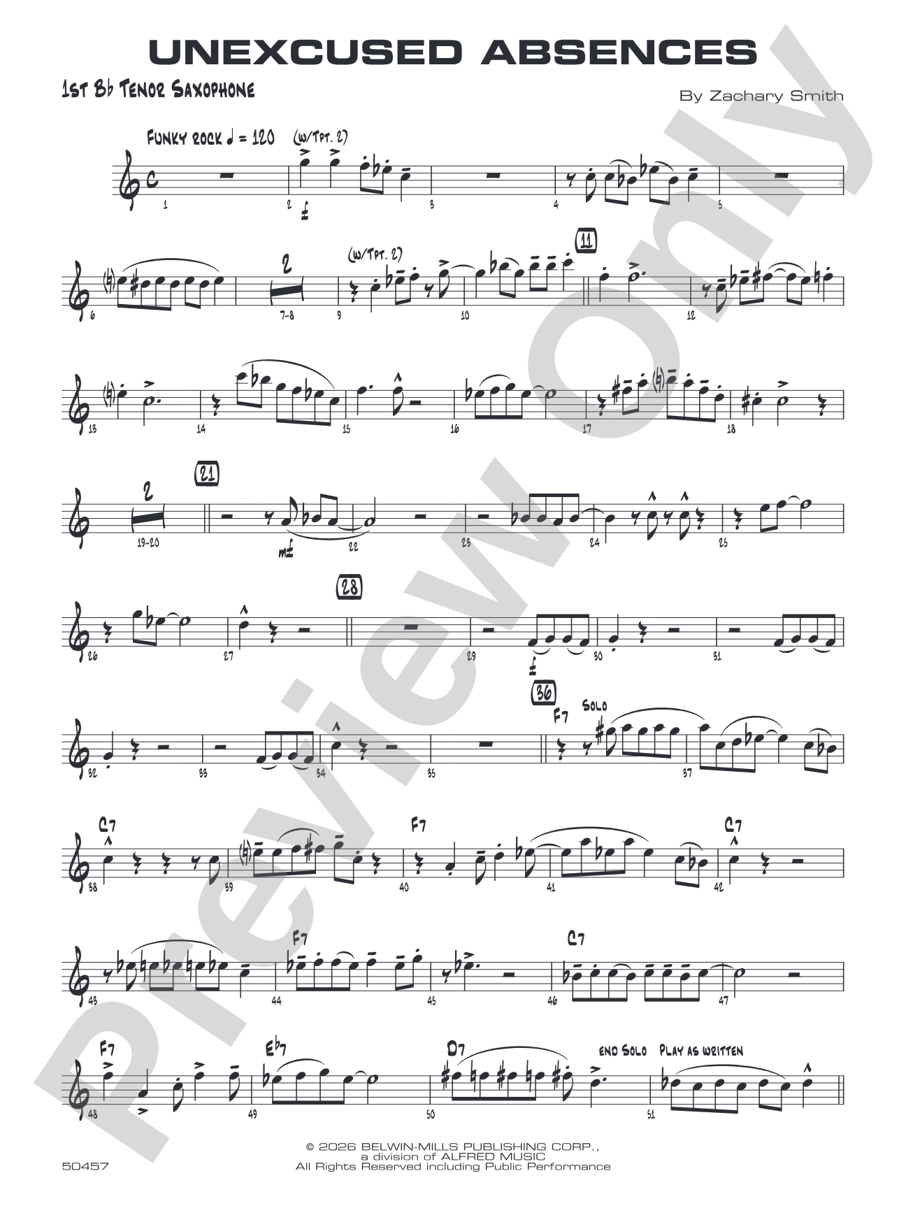 Unexcused Absences: B-flat Tenor Saxophone
