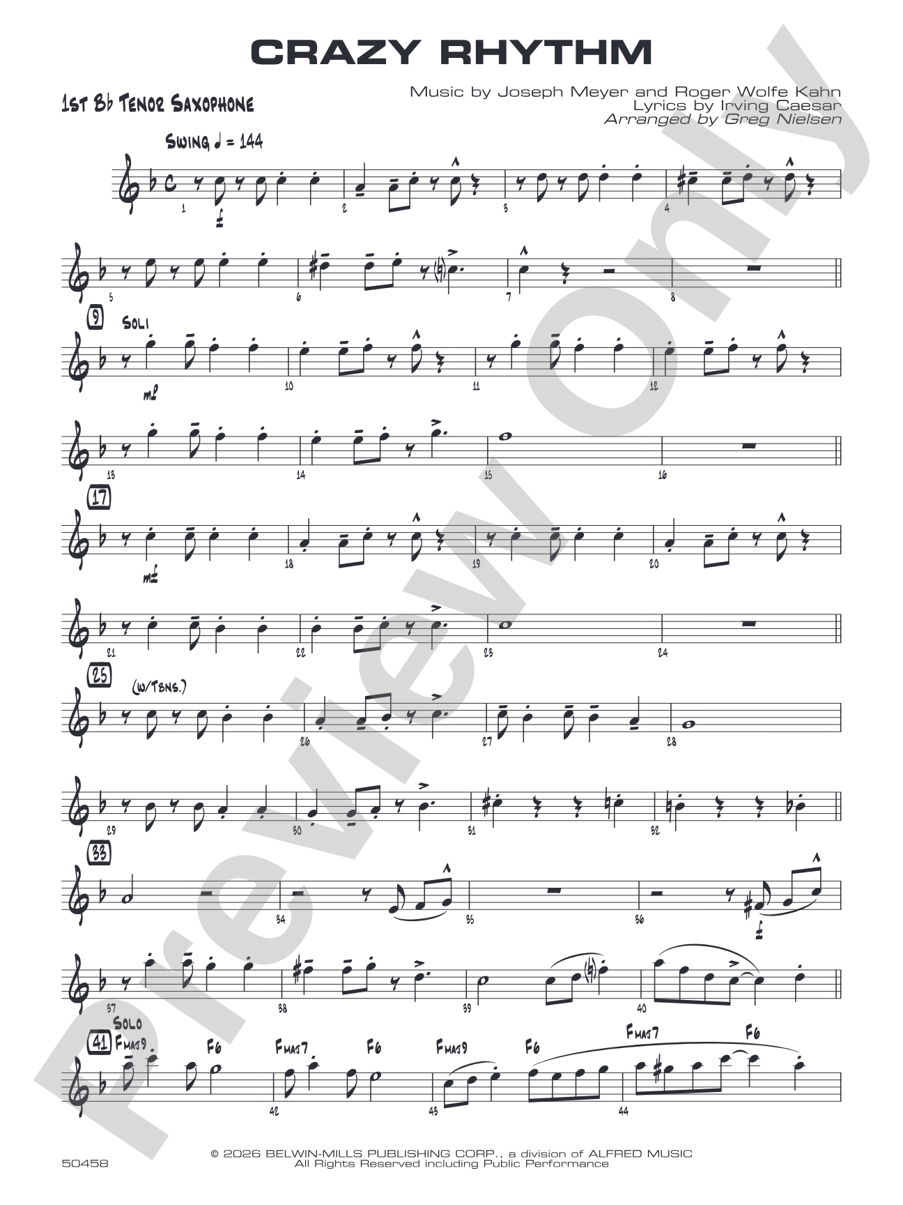 Crazy Rhythm: B-flat Tenor Saxophone