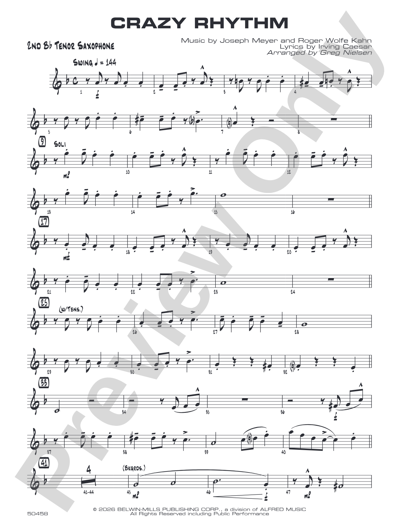 Crazy Rhythm: 2nd B-flat Tenor Saxophone