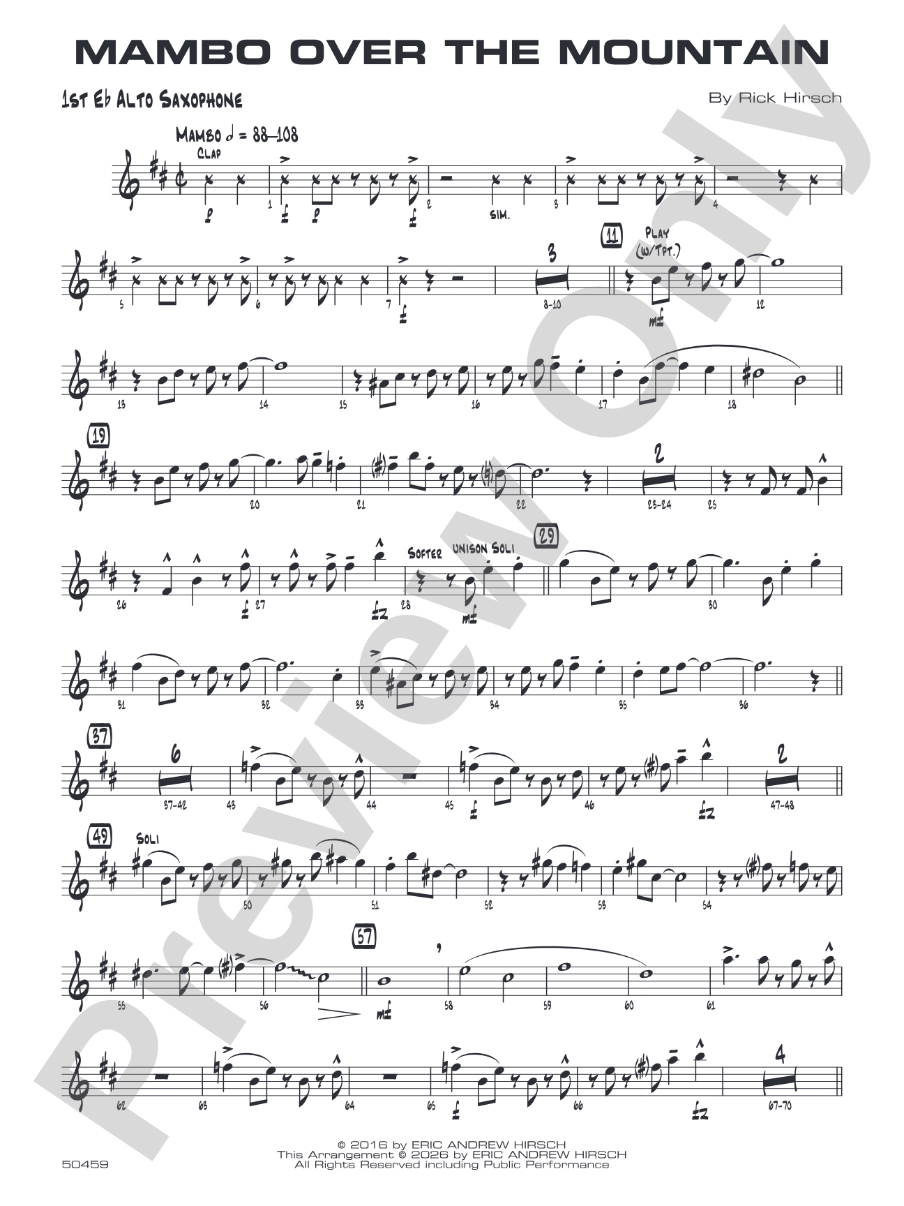 Mambo Over the Mountain: E-flat Alto Saxophone