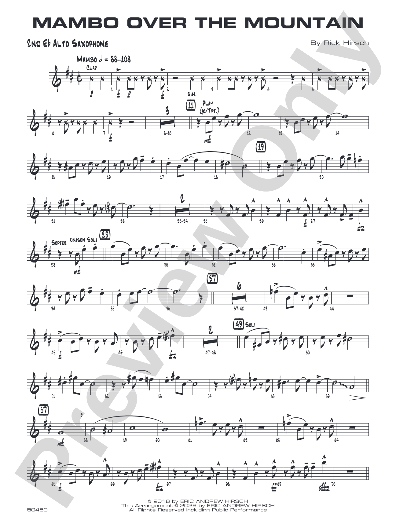 Mambo Over the Mountain: 2nd E-flat Alto Saxophone