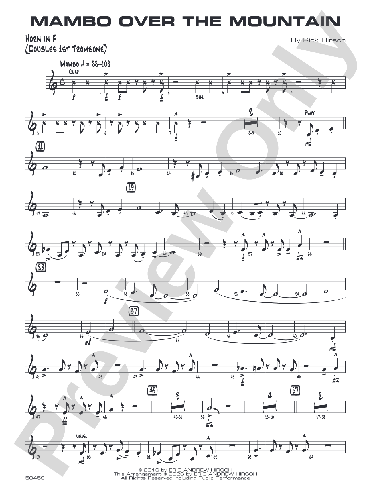 Mambo Over the Mountain: 1st F Horn