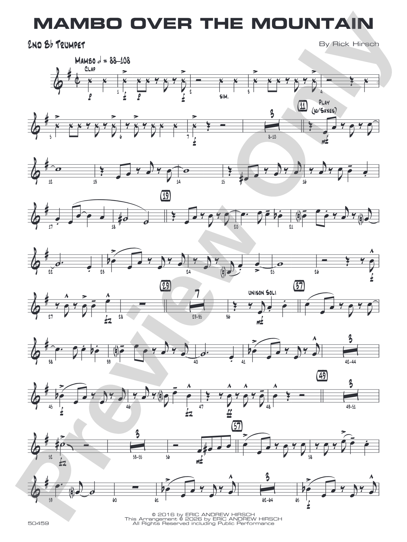 Mambo Over the Mountain: 2nd B-flat Trumpet