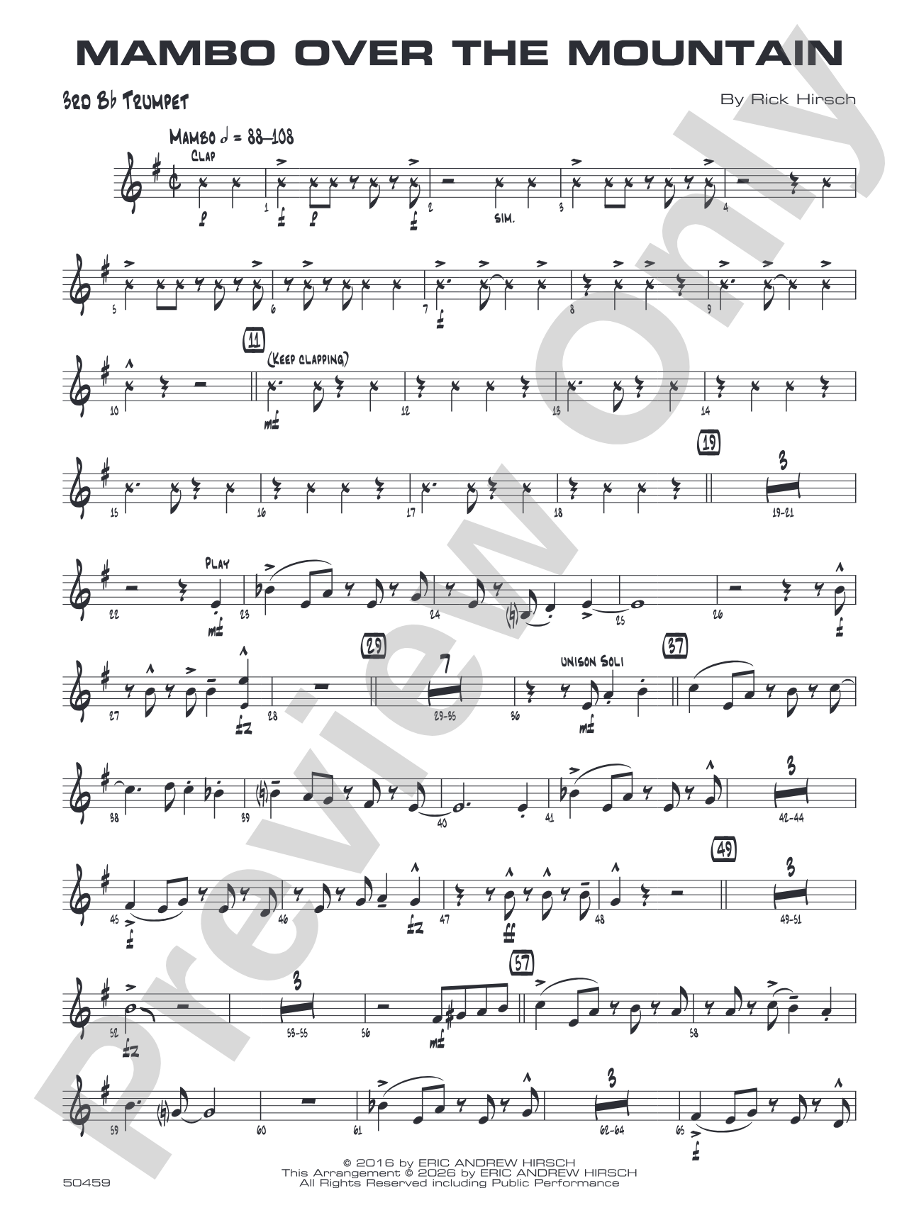 Mambo Over the Mountain: 3rd B-flat Trumpet