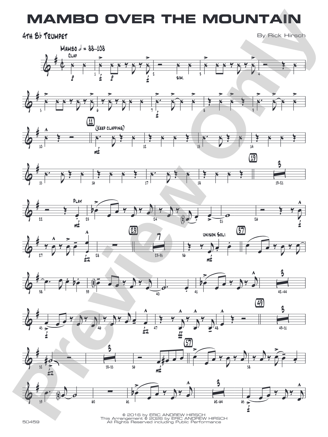 Mambo Over the Mountain: 4th B-flat Trumpet